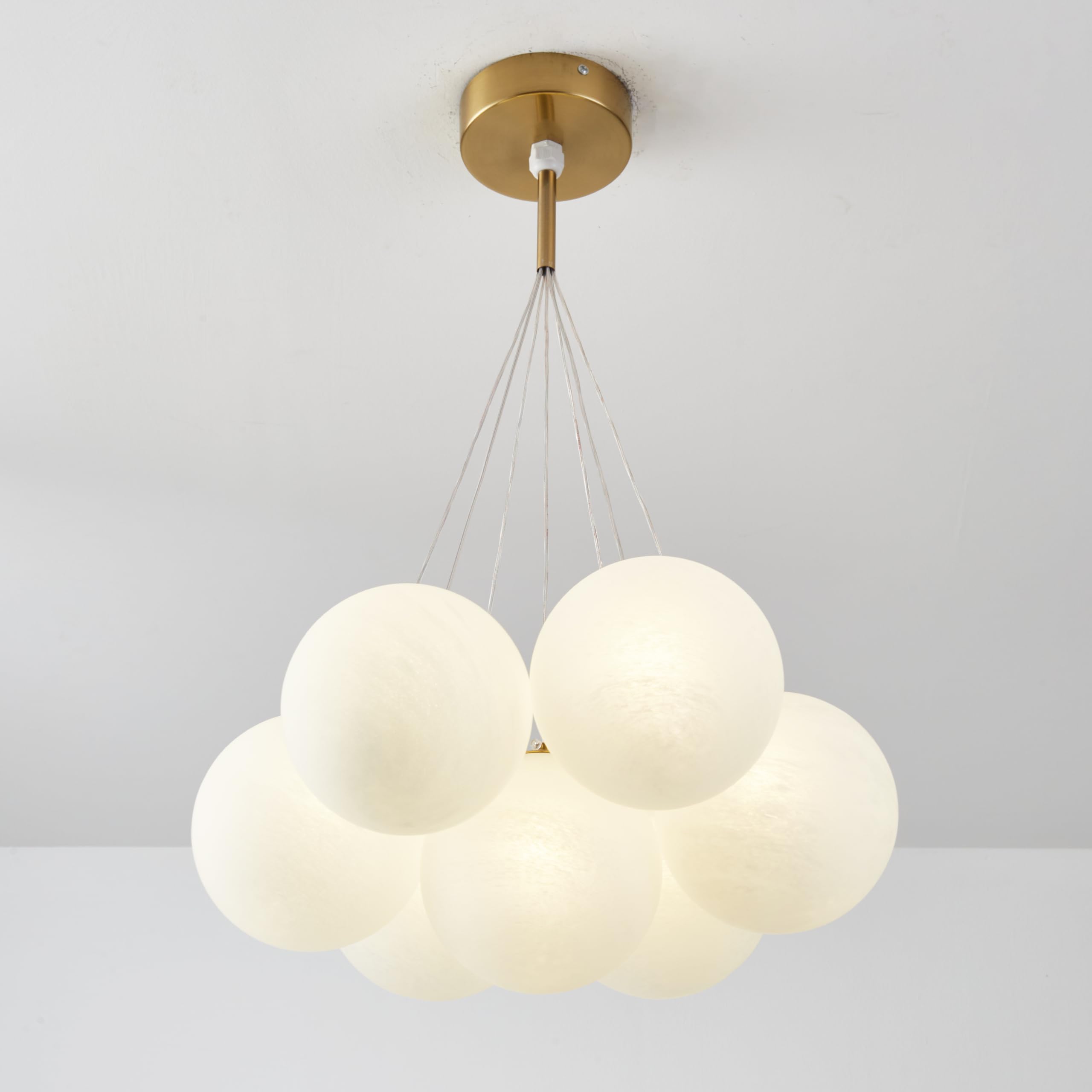Frosted Glass Bubble Chandelier - Gold 7-Light Globe Pendant Lighting for Kids Room & Nursery Decor | Perfect for Bedroom, Playroom, and Children's Party Decorations