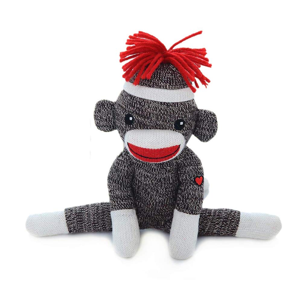 Plushland 8-Inch Adorable Sock Monkey Stuffed Animal - Soft Realistic Knitted Plush Toy Gift for Kids, Babies, Teens, Boys & Girls (Brown) - Perfect for Nursery Decor, Birthday Presents & Cuddling