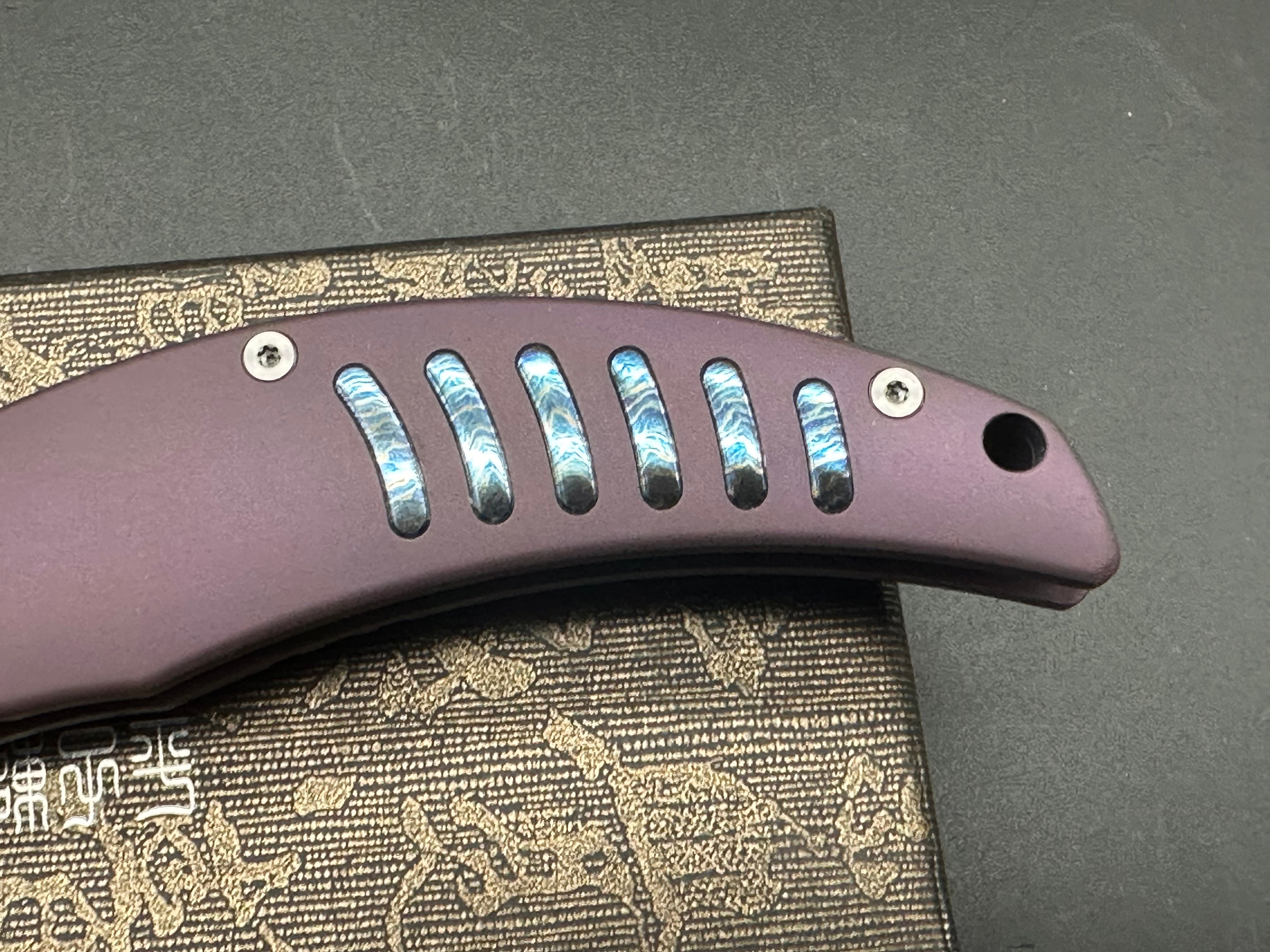 CH Knives Sultan Folding Knife - Purple Titanium Handle, S35VN Steel Plain Edge - EDC, Outdoor Camping, Survival & Everyday Carry