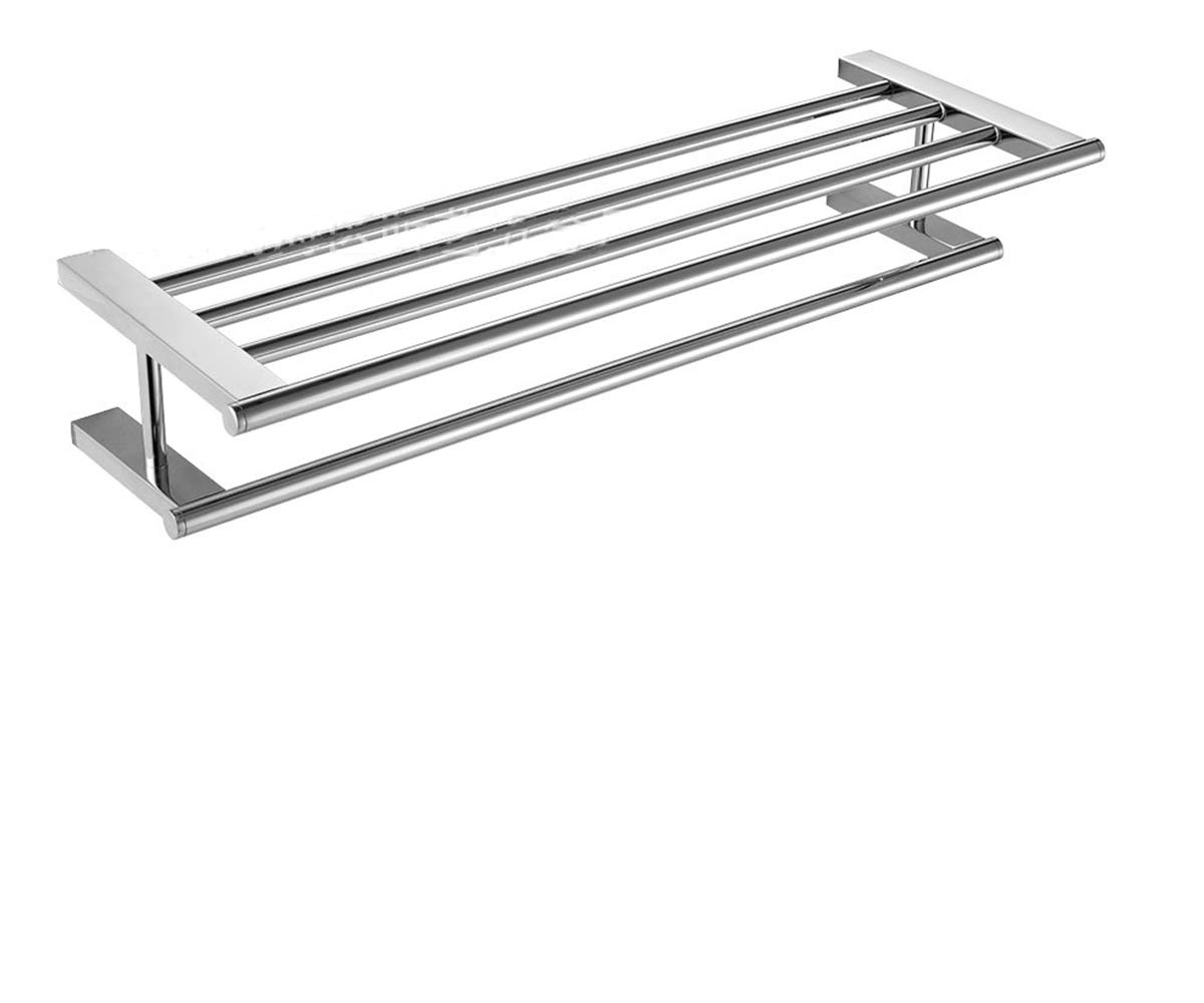 Premium 24 Inch Stainless Steel Bathroom Towel Rack - Double Towel Bar & Wall Mounted Shelf | SUS 304 Polished Chrome Finish | Perfect for Bathroom, Spa & Guest Room Organization