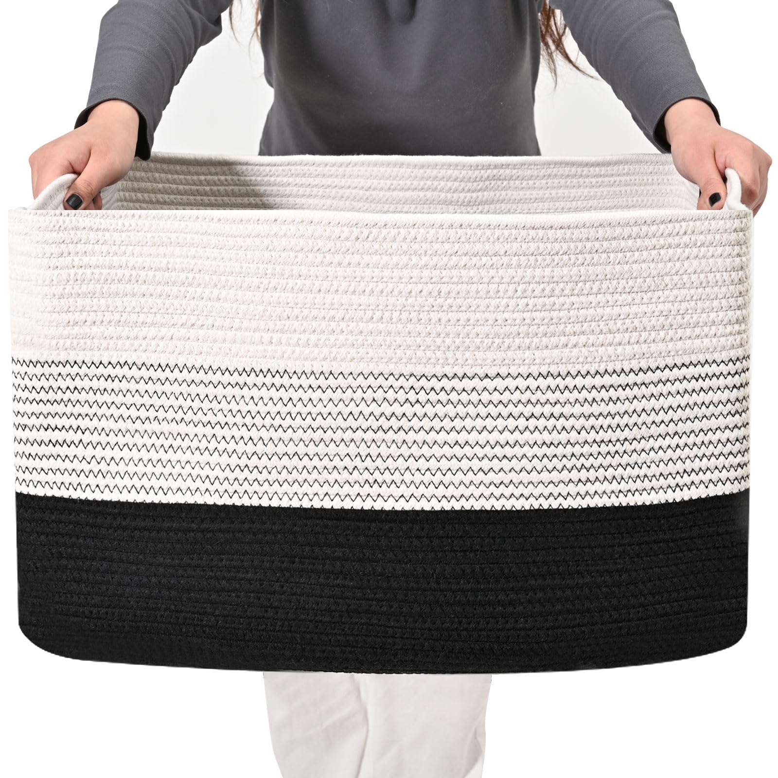 Large Woven Cotton Rope Storage Basket - 22