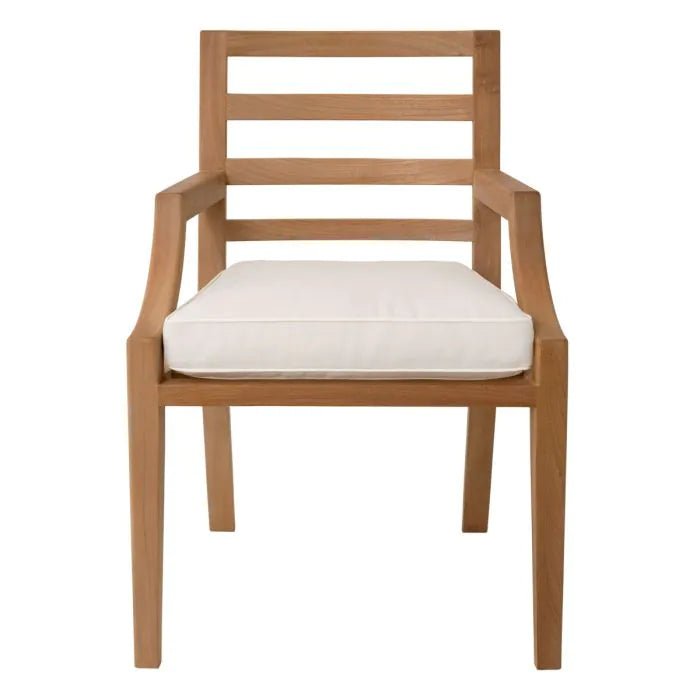 Handmade Designer Natural Color Arm Outdoor Dining Chair - Patio, Garden, Poolside, and Backyard Furniture for Relaxing and Entertaining