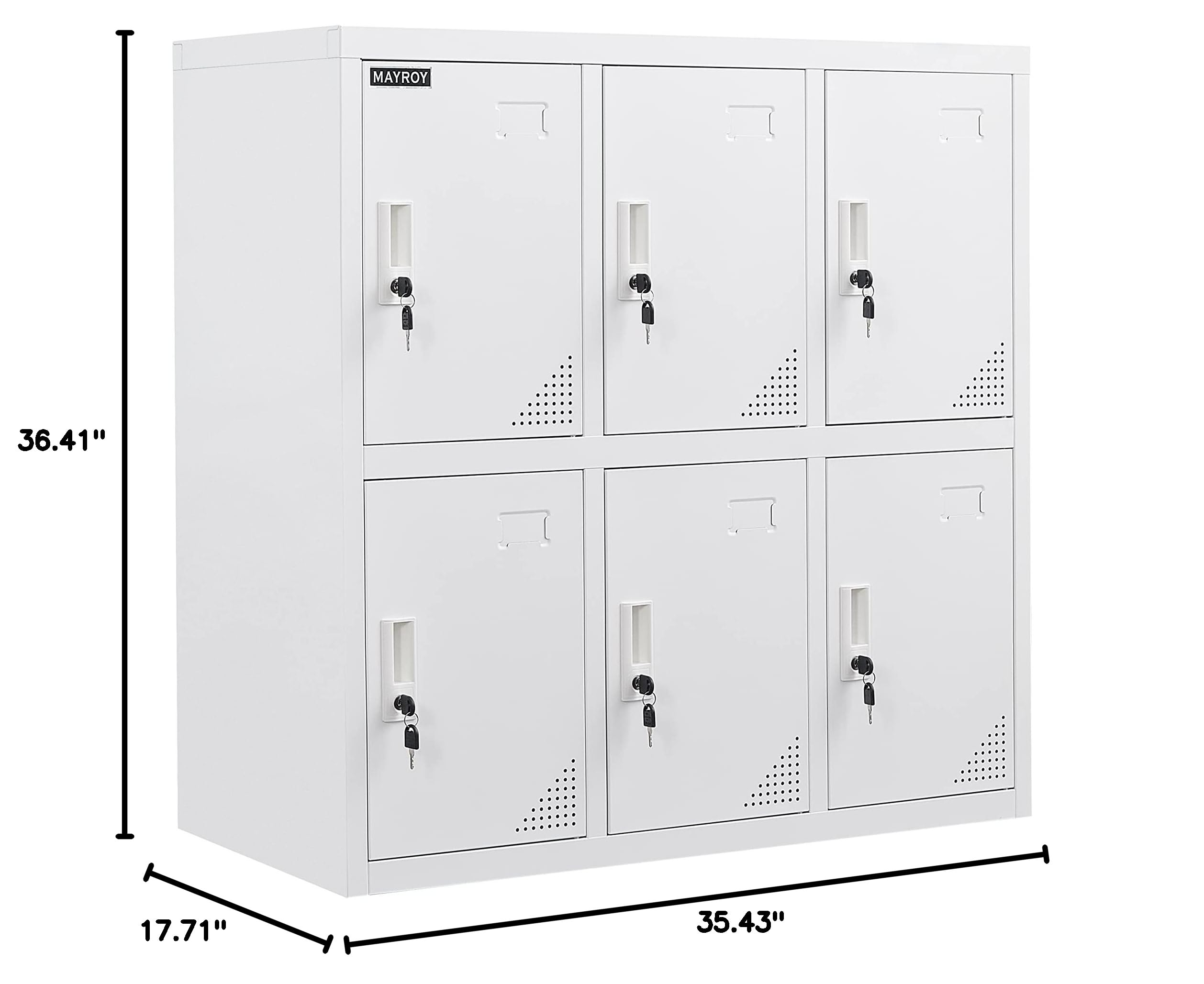 Steel Storage Locker - Metal Office Locker for Home, School & Workplace - White Organizer Cabinet for Kids, Students & Employees (W6D) - Perfect for Clutter-Free Spaces & Secure Storage Solutions