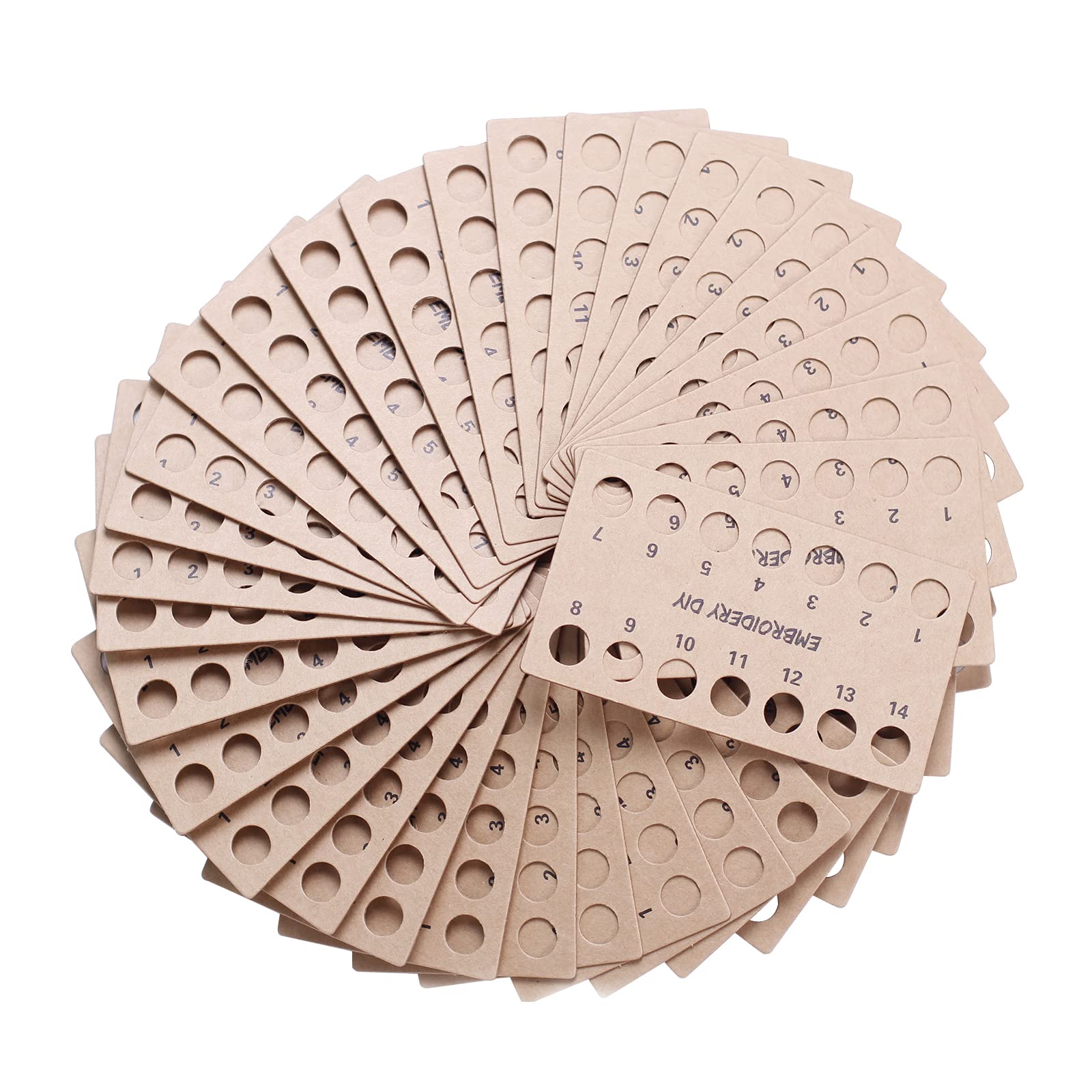 50 Pack Brown Paper Embroidery Floss Keeper - 14 Position Thread Organizer for Cross Stitch, Needlework & Craft Storage | Perfect for Sewing Studio, DIY Projects & Classroom Organization