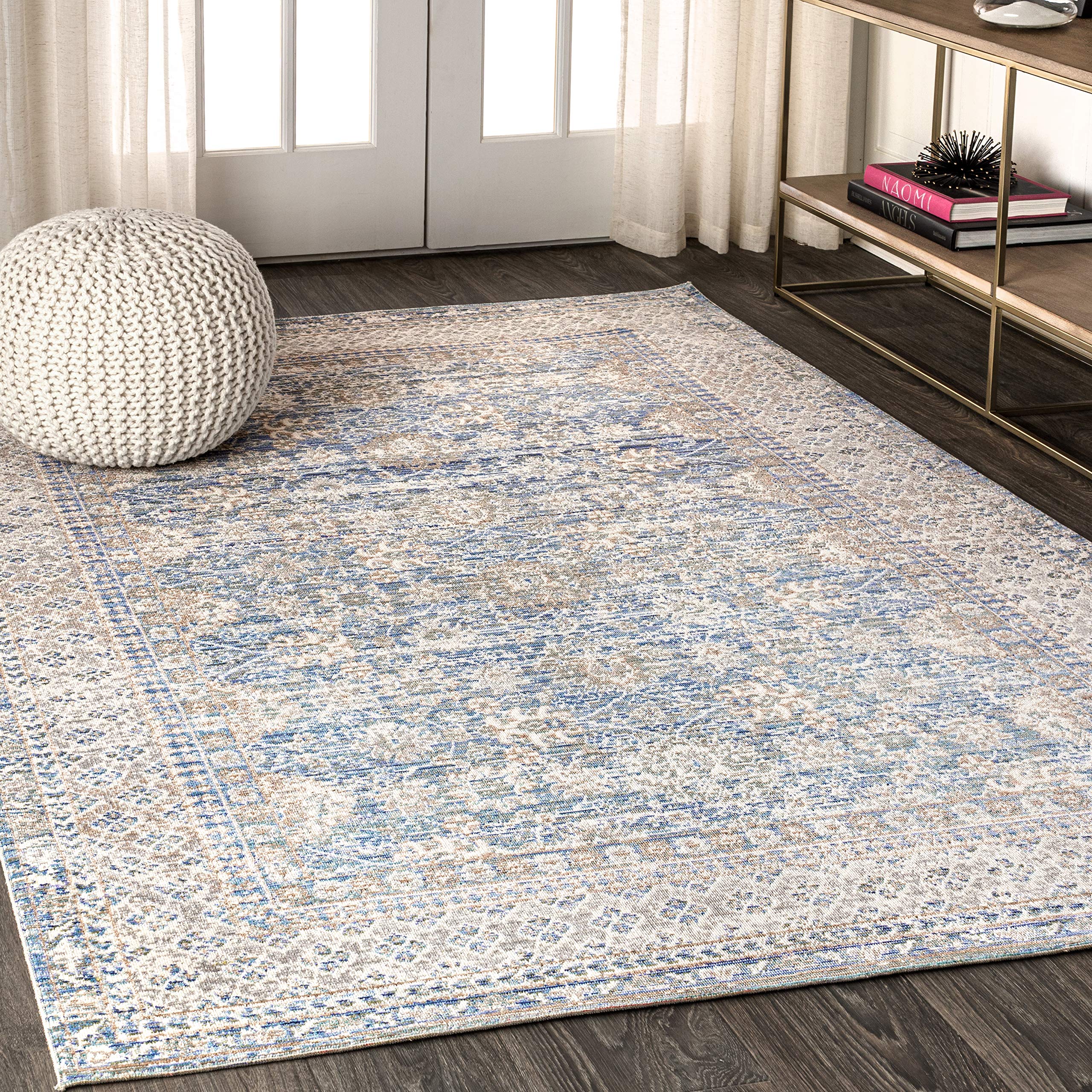 JONATHAN Y SBC301B-3 Vintage Glam Bohemian Argyle Indoor Area Rug - Non-Shedding Easy-Clean 3x5 Feet Indigo Blue - Perfect for Bedroom, Kitchen & Living Room Decor
