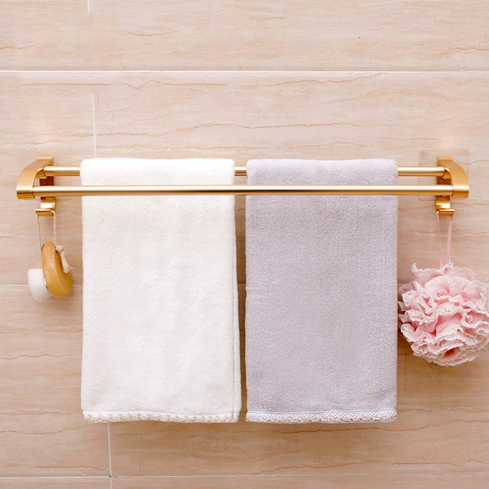 CHEWYNP Space-Saving Aluminum Towel Bar with Powerful Suction Cups - Double Pole Wall-Mounted Bathroom Towel Rack (57cm) - Perfect for Small Bathrooms, Kitchens & RVs