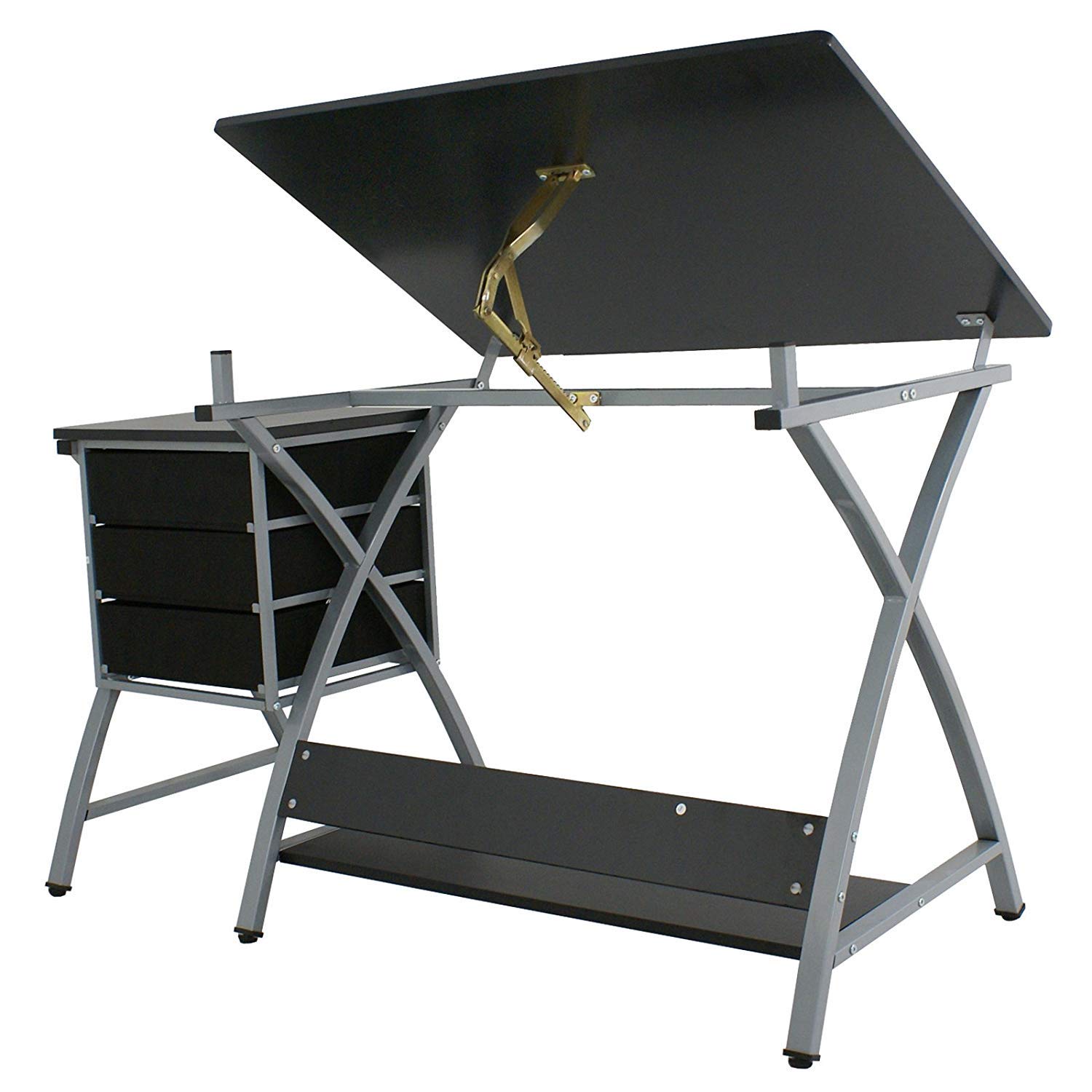 Saturnpower Adjustable Drafting Table - Art & Craft Drawing Desk with Stool & Drawers, Foldable Tilted Tabletop for Artists, Architects & Students | Perfect for Home Studio, Office & Classroom Workspaces