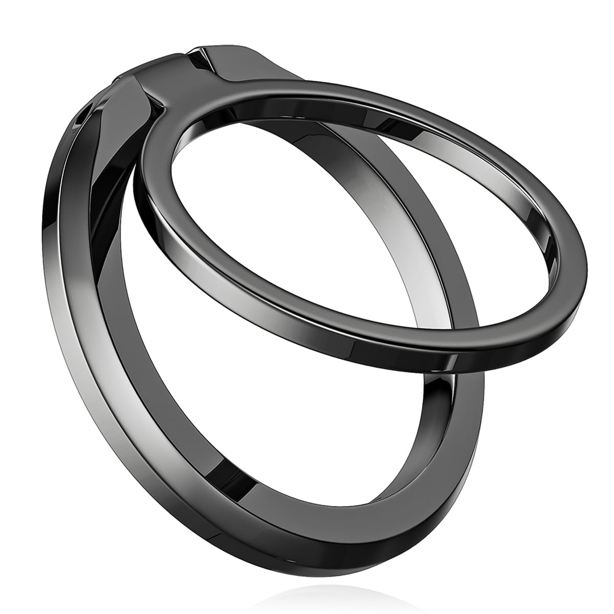 Magnetic Phone Ring Holder for MagSafe - Adjustable Kickstand Grip for iPhone 15/14/13/12 Series (Plus/Mini/Pro/Max) - Black Electroplating Smartphone Accessory - Perfect for Hands-Free Viewing, Secure Grip & Everyday Use