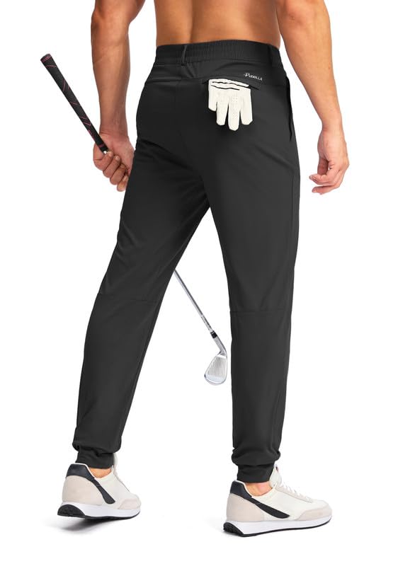 Pudolla Men's Slim Fit Golf Joggers with Zipper Pockets - Stretch Lightweight Sweatpants for Casual & Dress Wear - Perfect for Golfing, Workouts & Everyday Comfort