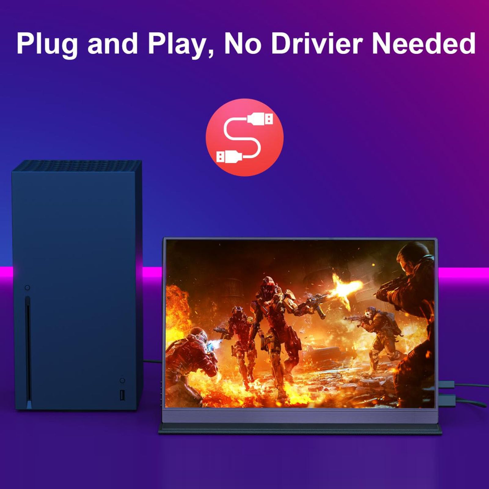 Annadue 16 Inch HDR Portable Gaming Monitor - 2560x1600 QHD, 120Hz Refresh Rate, FreeSync Premium, IPS Screen - HDMI/USB-C Multi-Interface for Laptop, PC, PS5, Xbox - Multi-Language Support - Perfect for Gaming, Work & Travel