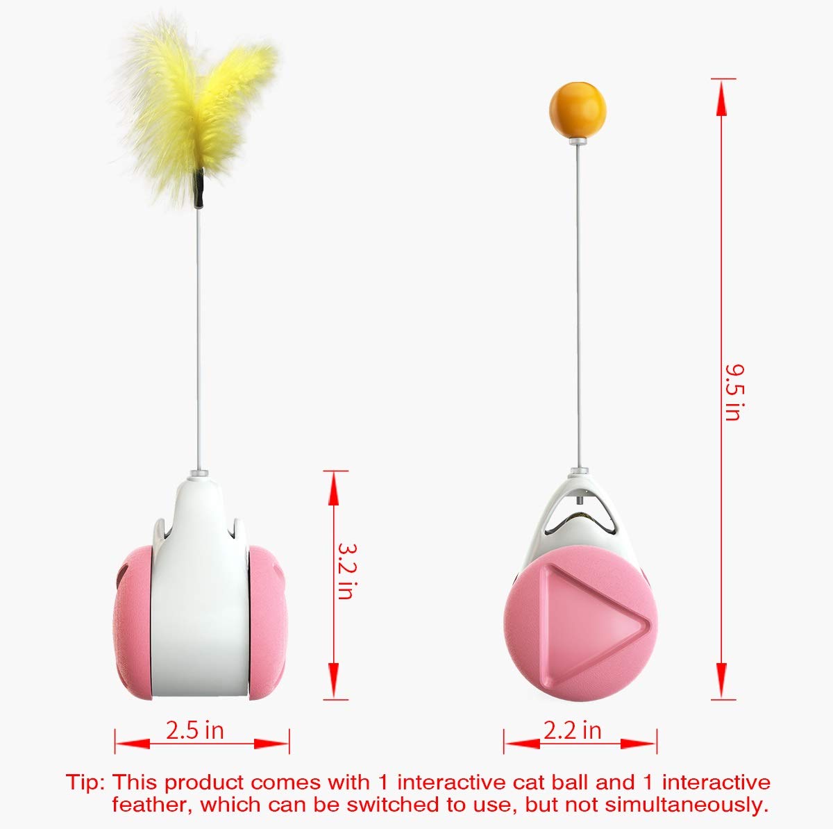 Interactive Catnip Ball Toy with 360° Self-Rotating Motion - Fun Chaser & Balance Swing Car Toy for Indoor Cats (Pink) - Perfect for Playtime, Exercise and Mental Stimulation