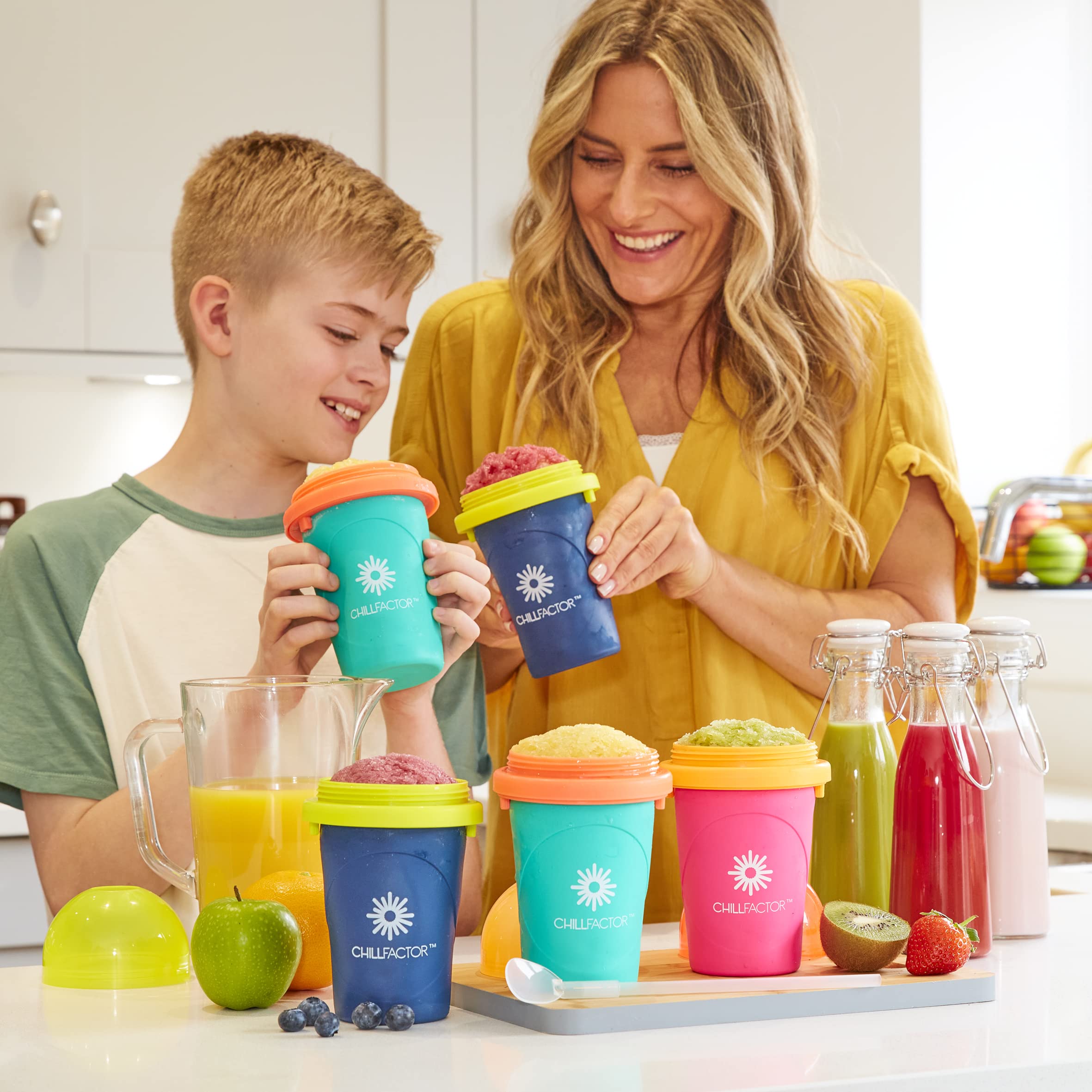 ChillFactor Slushy Maker Cup - Reusable DIY Slushie Maker for Kids & Adults, Neon Pink Frozen Drink Maker, Perfect for Summer Parties, Poolside Treats & Family Fun