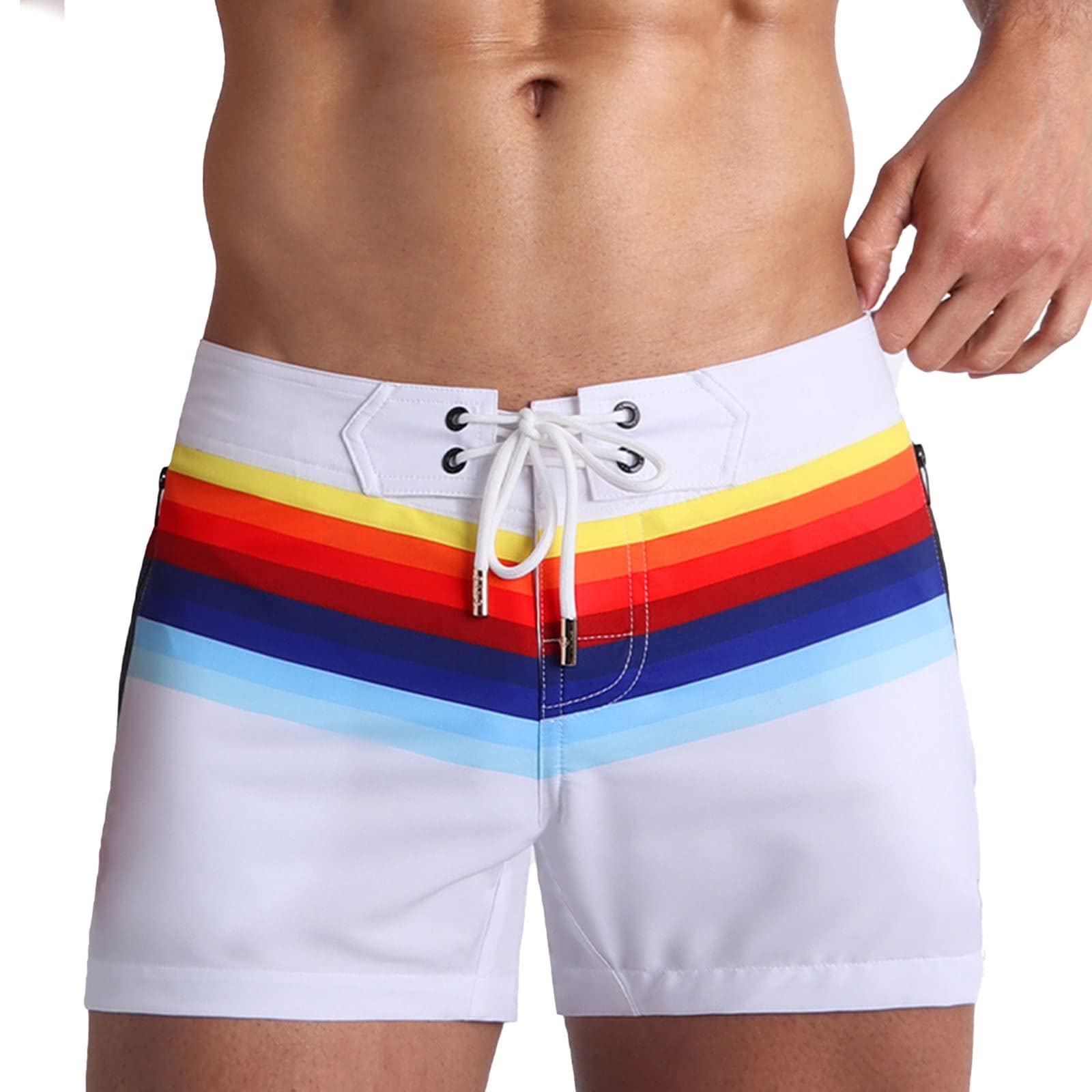 Premium Men's Quick-Dry Swim Trunks - Adjustable Stretch Beach Shorts with Flex Comfort for Swimming, Surfing & Vacation | Ideal for Pool, Beach & Water Sports