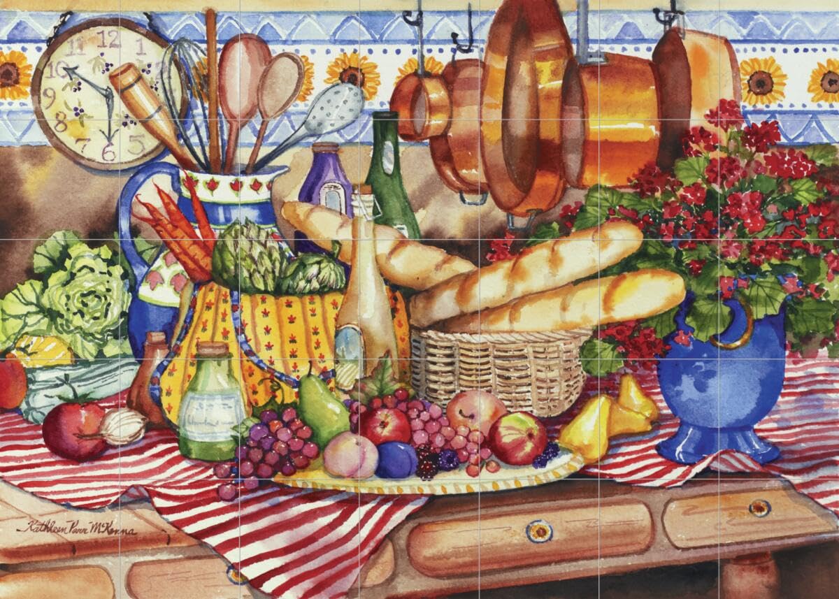 Ceramic Backsplash Tile Mural - French Country Kitchen Design by Kathleen Parr McKenna - Perfect for Kitchen Renovation, Backsplash Upgrade & Farmhouse Style Decor