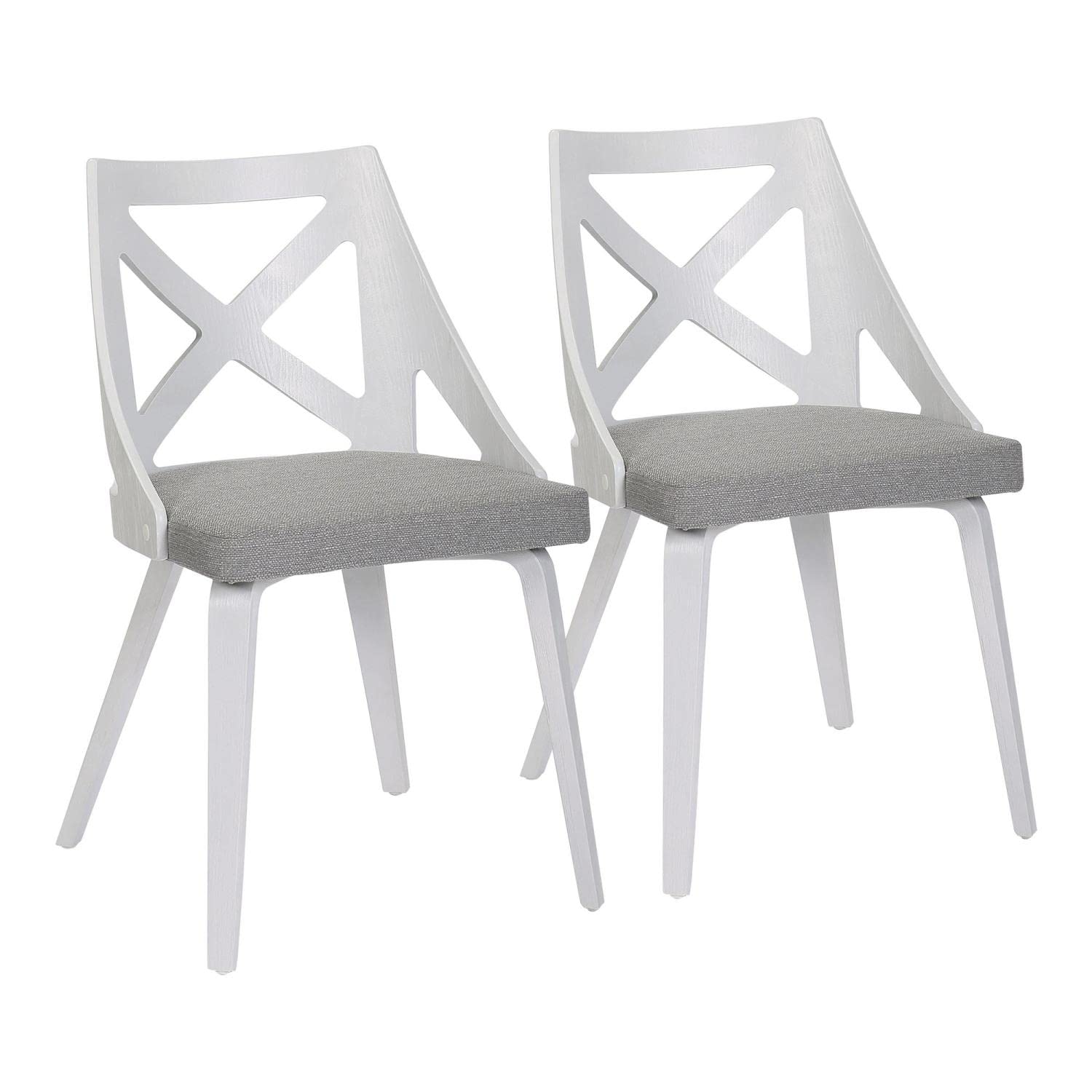 LumiSource Charlotte Upholstered Dining Chairs Set of 2 - Farmhouse Style Kitchen Chairs for Dining Table | Perfect for Breakfast Nook, Small Space Dining & Farmhouse Decor