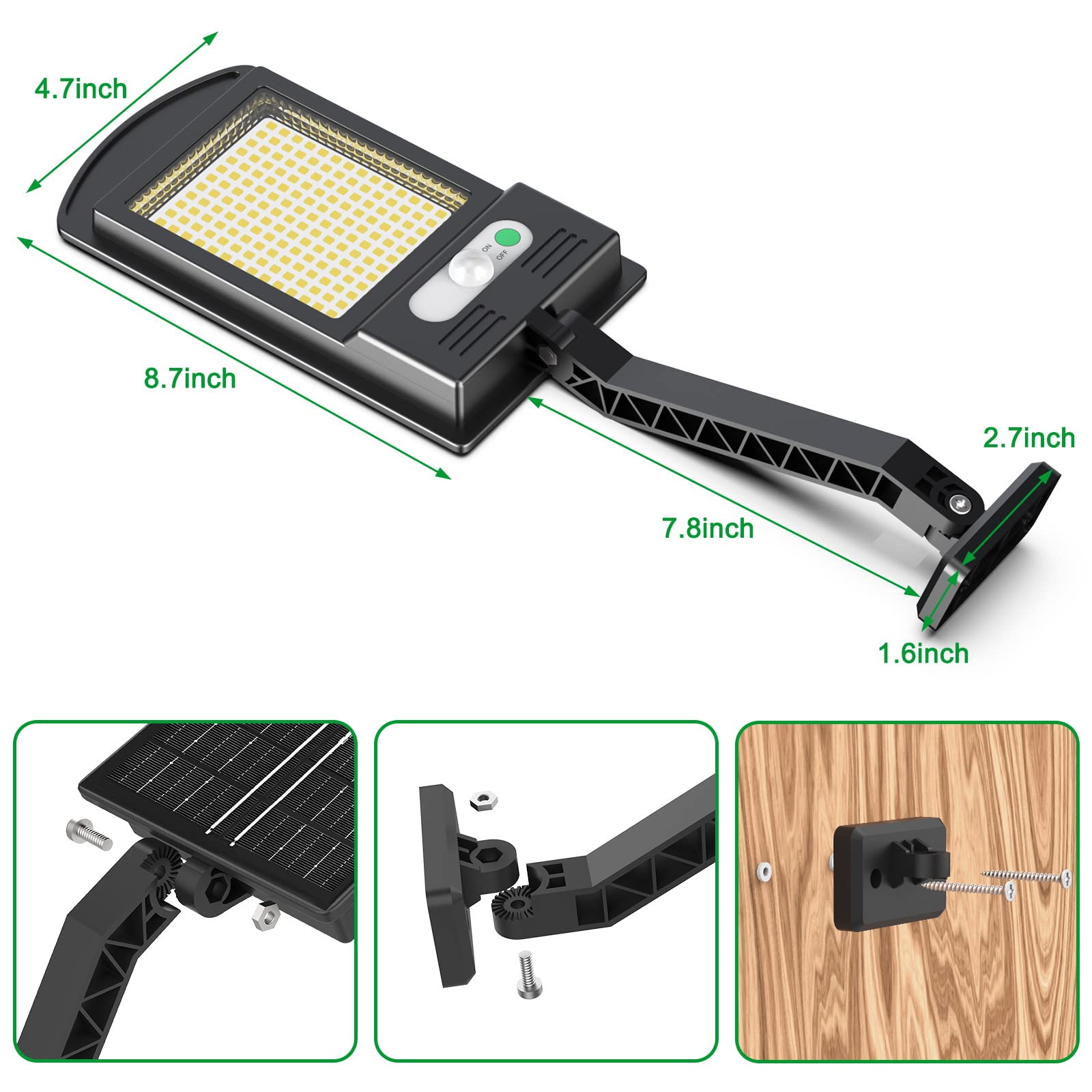 Engrepo Solar Lights Outdoor - 1000LM 168 LED Solar Powered Motion Sensor Security Light, Waterproof Solar Flood Light for Deck, Fence, Patio, Front Door, Gutter, Yard, Shed, Path & Garden (2 Pack) - Perfect for Nighttime Safety & Landscape Lighting