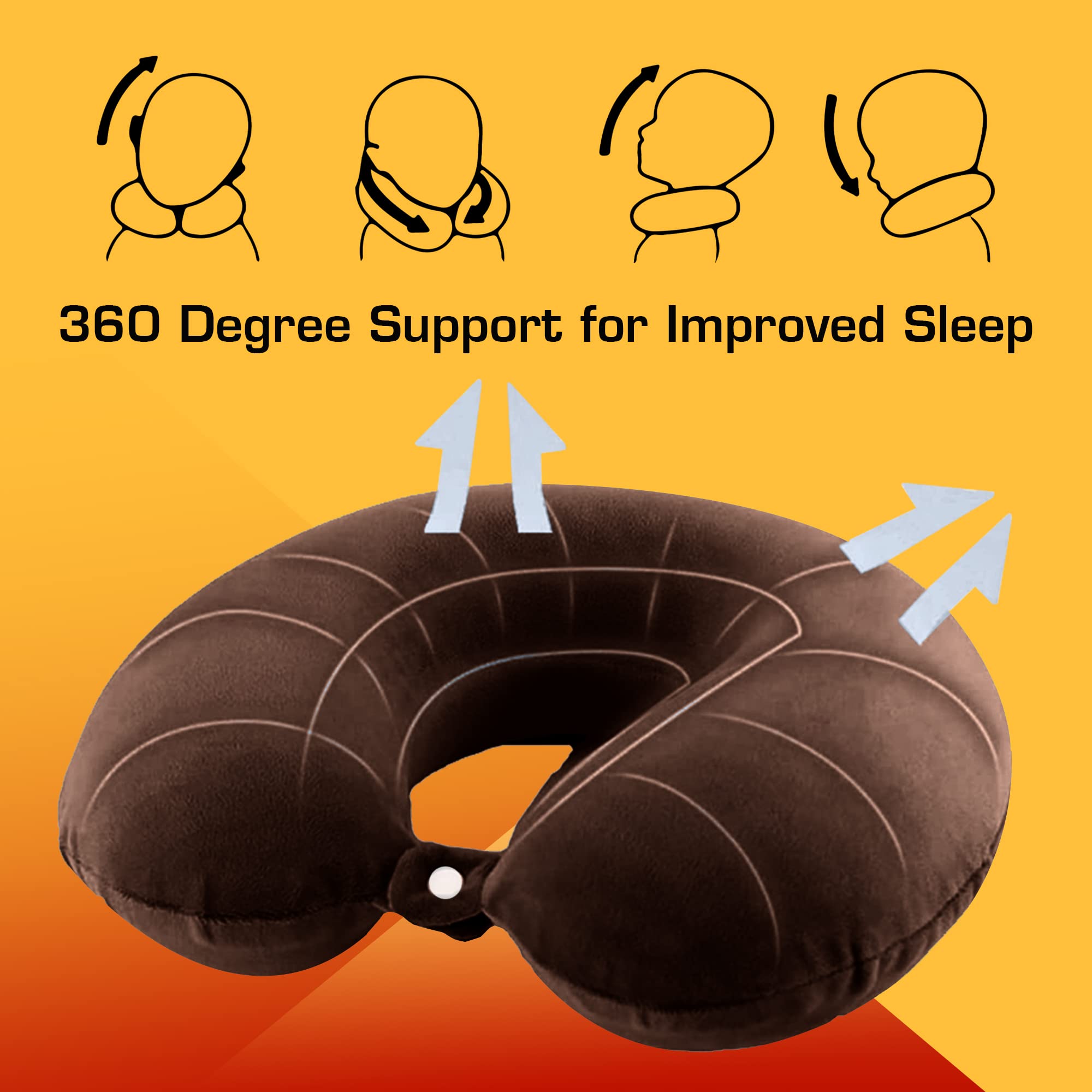 Billebon Premium Memory Foam Neck Pillow for Airplane Travel - Adjustable 360° Support Head Rest with Soft Cover - Perfect for Long Flights, Road Trips & Office Napping