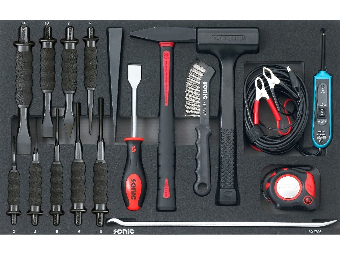 17-Piece Sonic Foam System Chisel & Hammer Set - 26 Medium for Woodworking, Metalworking & DIY Projects | Professional Tools for Carving, Sculpting & Home Repairs