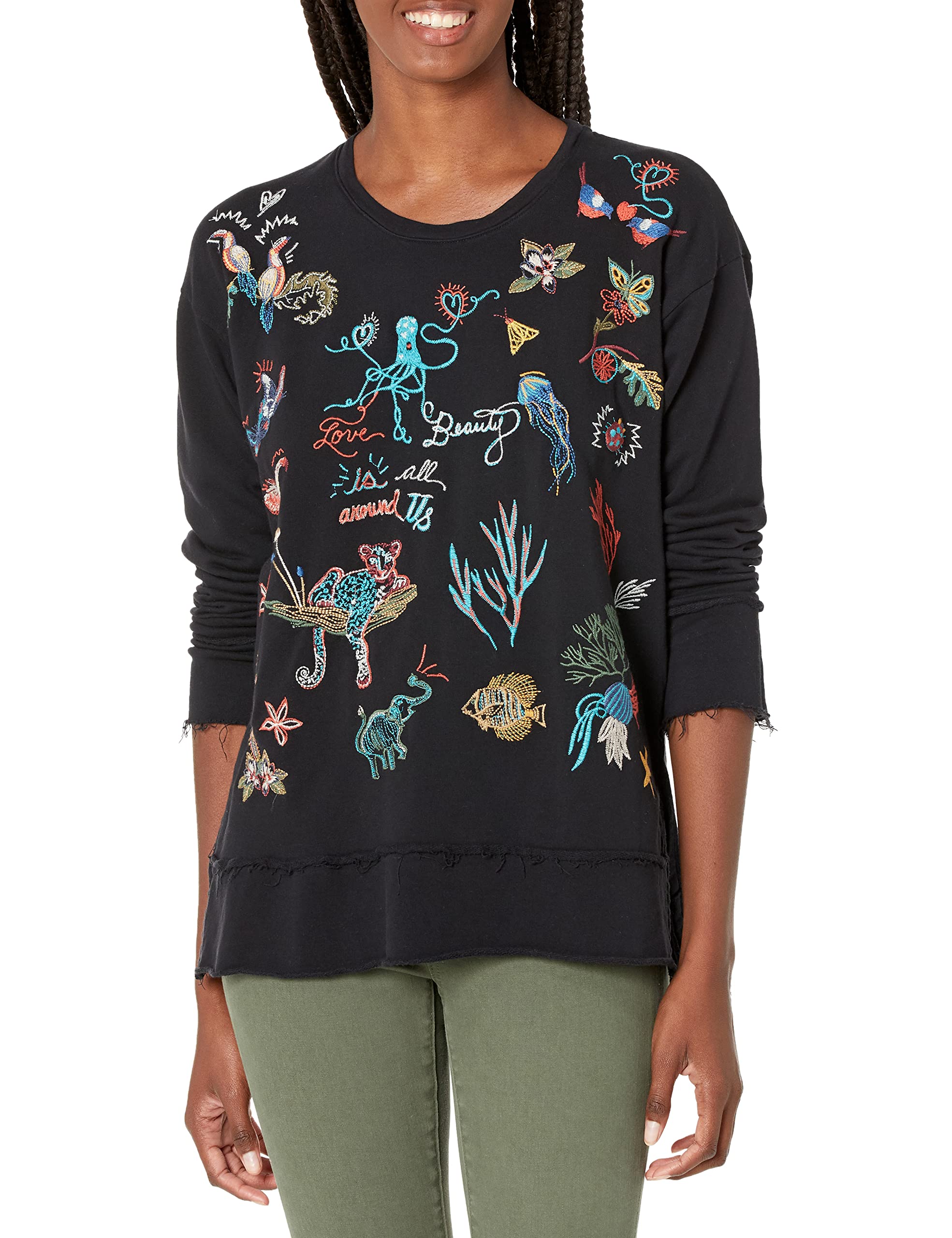 JWLA By Johnny Was Women's Long Sleeve Sweatshirt | Soft Fleece Pullover | Cozy Casual Loungewear for Women | Perfect for Fall, Winter & Everyday Wear