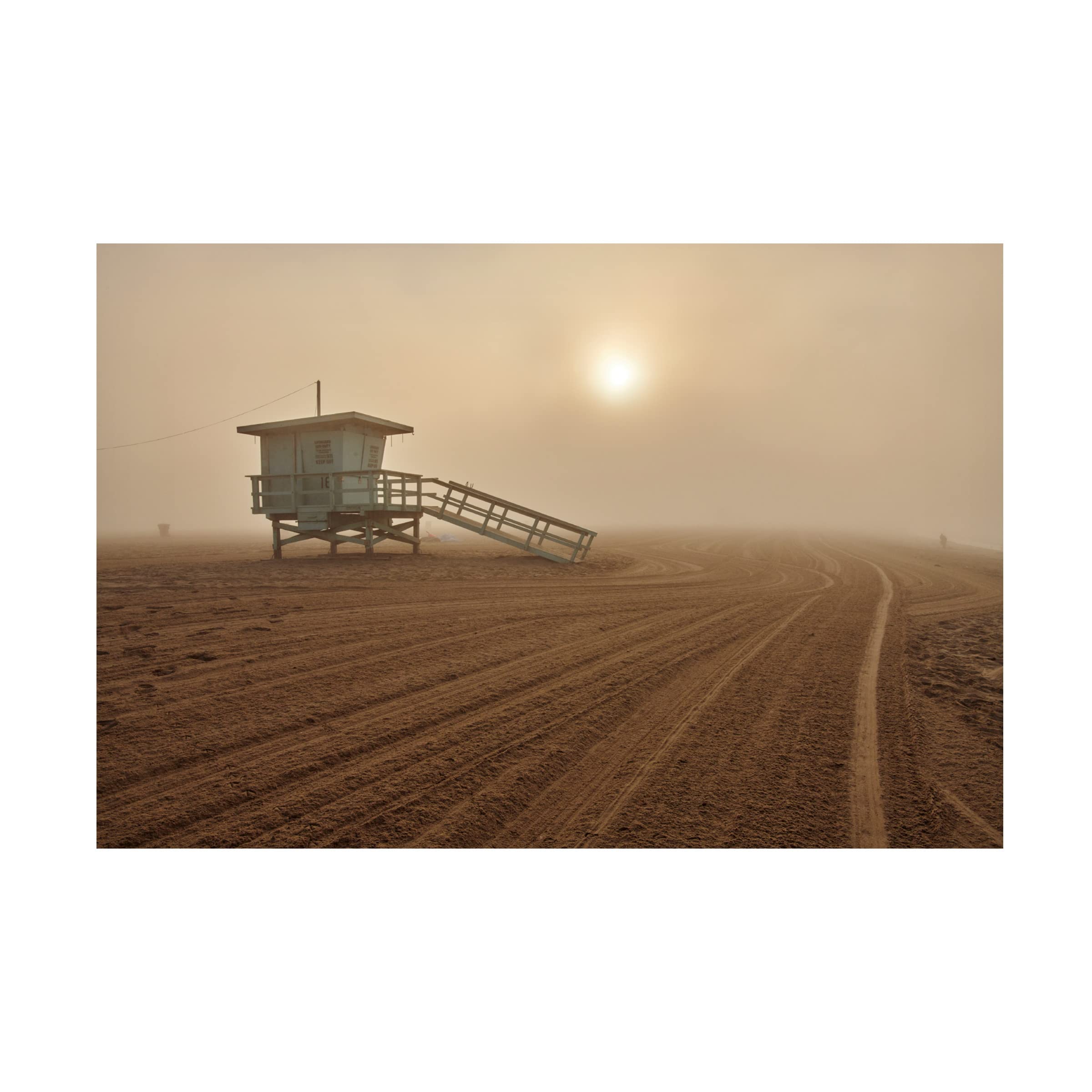 Fog On The Beach Santa Monica Canvas Wall Art Print by Martin Froyda - Coastal Home Decor for Living Room, Bedroom & Office