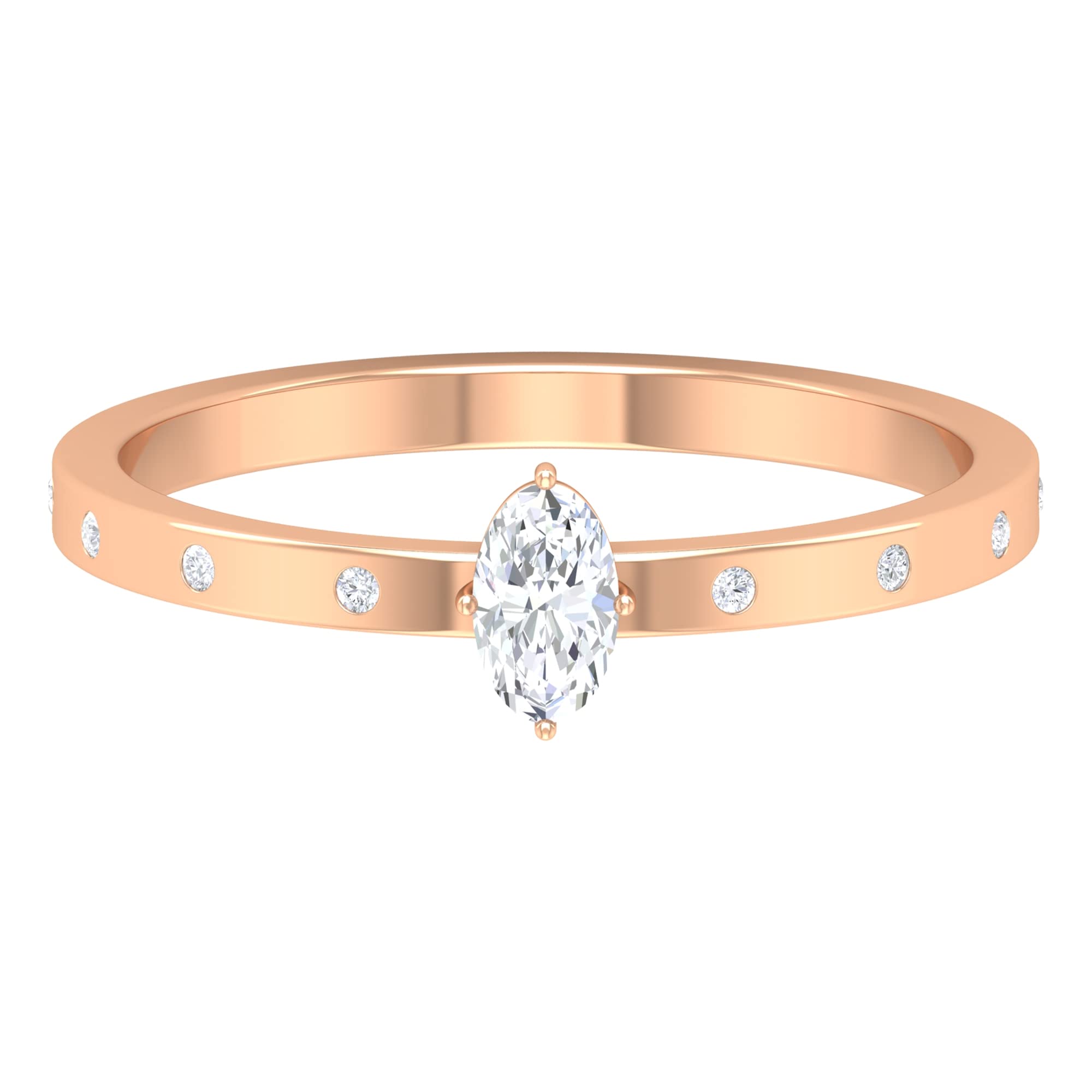 0.25 CT Natural Diamond Solitaire Promise Ring for Women - 14K Solid Gold Oval Cut Engagement Ring - Perfect for Anniversaries, Proposals & Special Occasions
