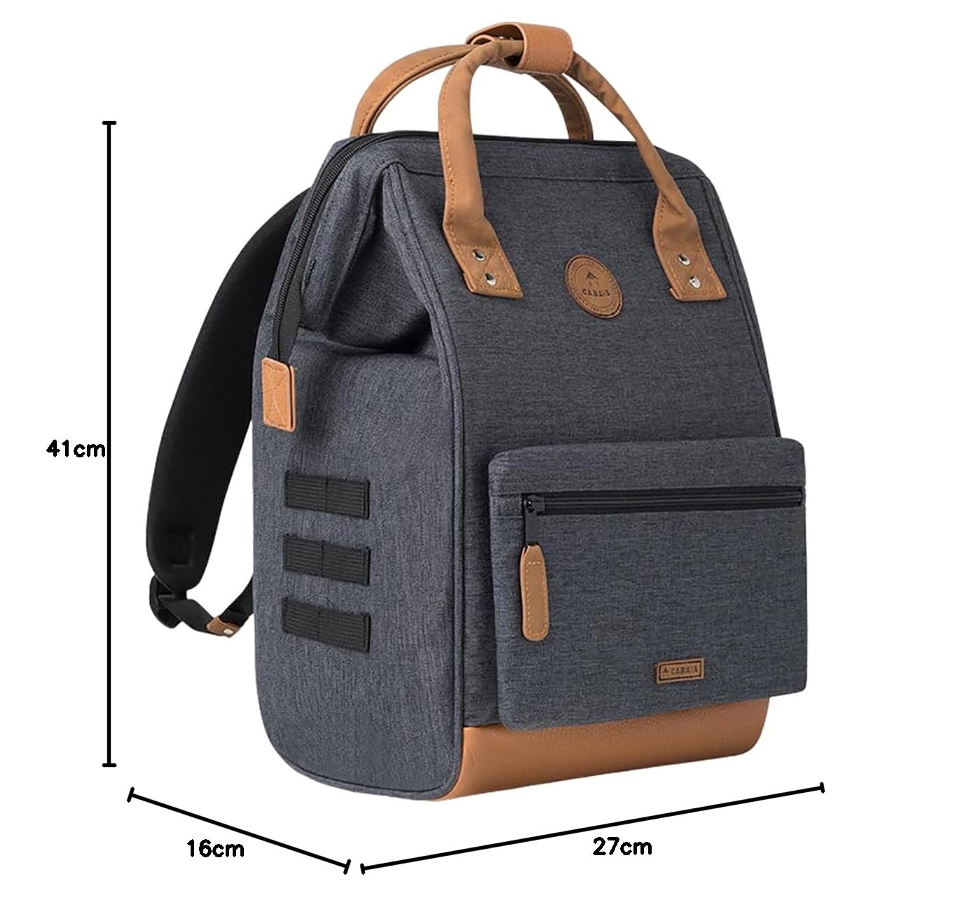 Cabaïa Waterproof Backpack with 2 Pockets - Lifetime Guarantee - Elegant Unisex Design for Men & Women - Perfect for School, Travel & Business - Vegan Certified - Ideal for Commuting, College Campus & Office Use