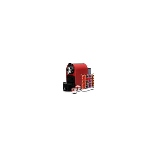 ChefWave Mini Espresso Machine for Nespresso Pods - Programmable One-Touch Coffee Maker with Water Tank & Pod Holder, Includes 2 Double-Wall Glass Cups & 20 Bestpresso Intenso Capsules - Perfect for Home, Office or Gifts (Red)