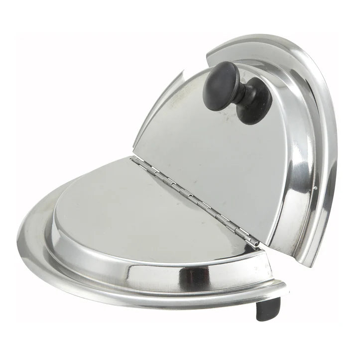 7 Qt Slotted Round Hinged Cover - Heavy Duty Stainless Steel Pot Lid for Cooking, Baking & Serving - Perfect for Stock Pots, Dutch Ovens & Kitchen Storage