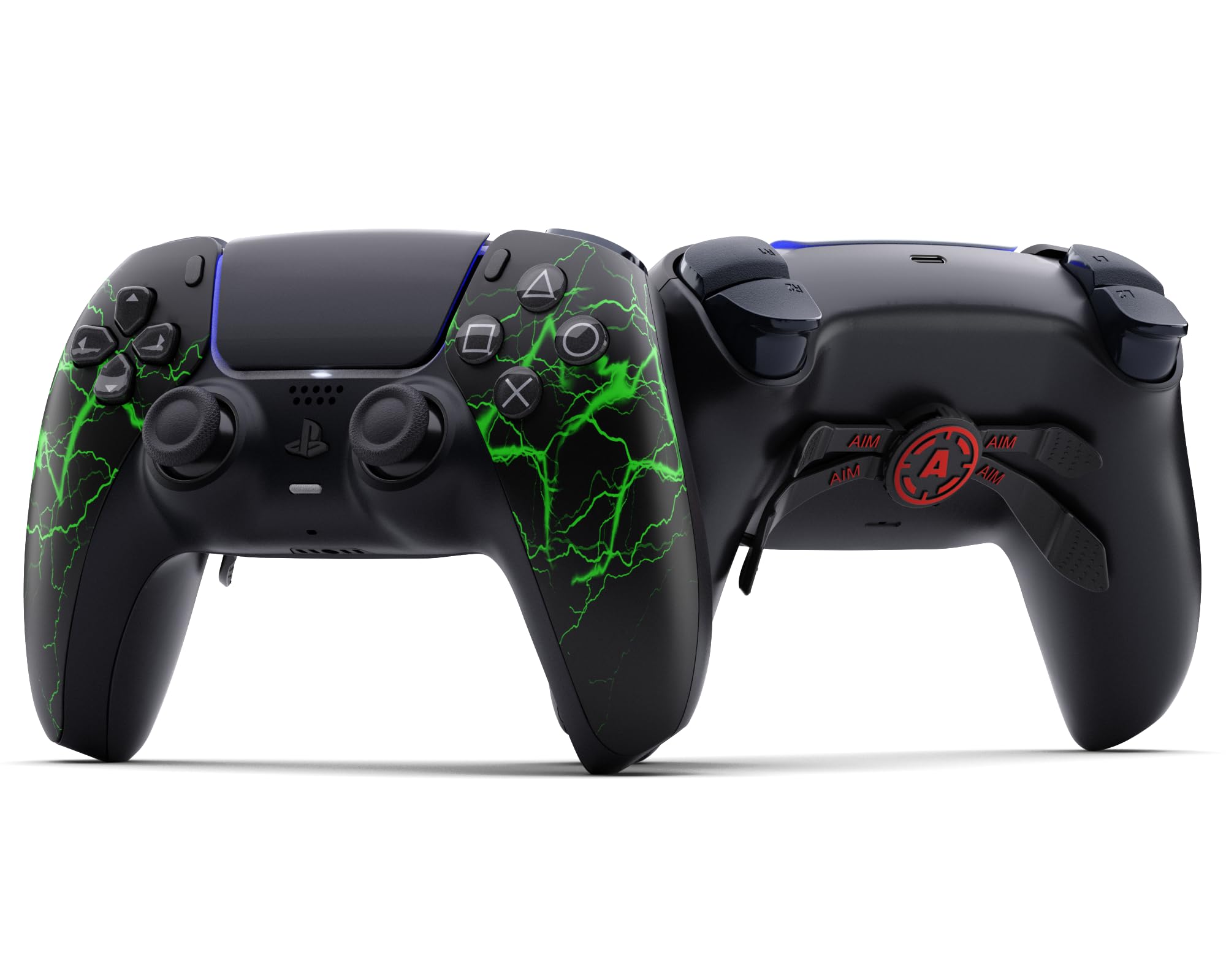 AimControllers PRO Wireless Gaming Controller for PS5 & PC - Custom Made with 4 Remappable Back Paddles | Premium Gaming Accessories for Competitive Play (Green Storm) | Perfect for FPS, Racing & eSports Tournaments