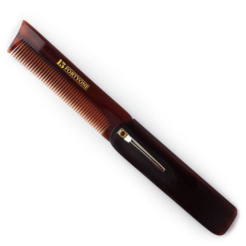 1541 London Folding Pocket Hair Comb with Clip - Compact Fine Tooth Comb for Men's Hair & Beard Grooming - Perfect for Travel, Office & Daily Use (BC5)
