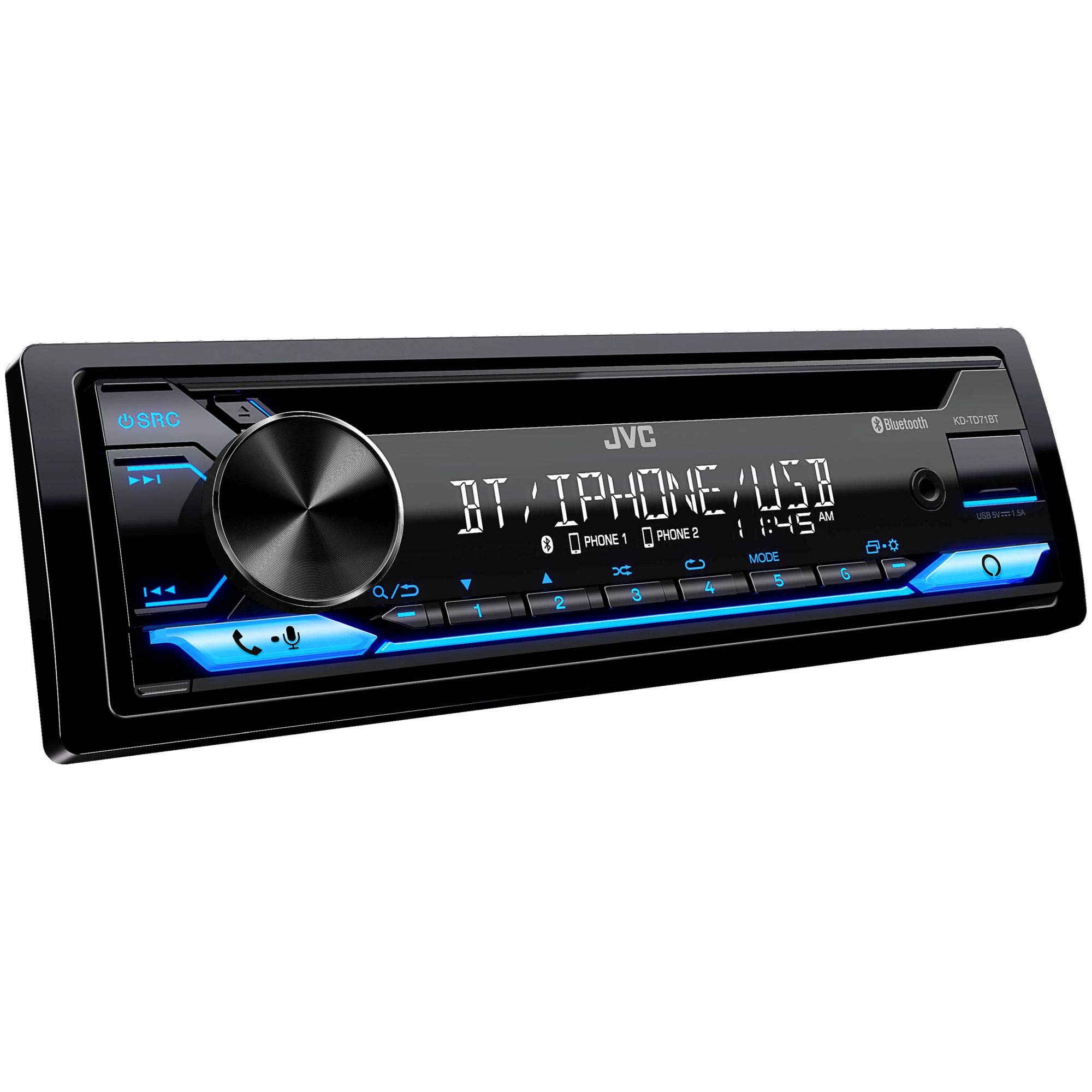 JVC KD-TD71BT Bluetooth Car Stereo with CD Player, USB Port, AUX Input & Alexa Compatibility - Includes 2 Pairs of JVC 6x9 Speakers for Premium Car Audio - Perfect for Road Trips, Commuting & Hands-Free Calling