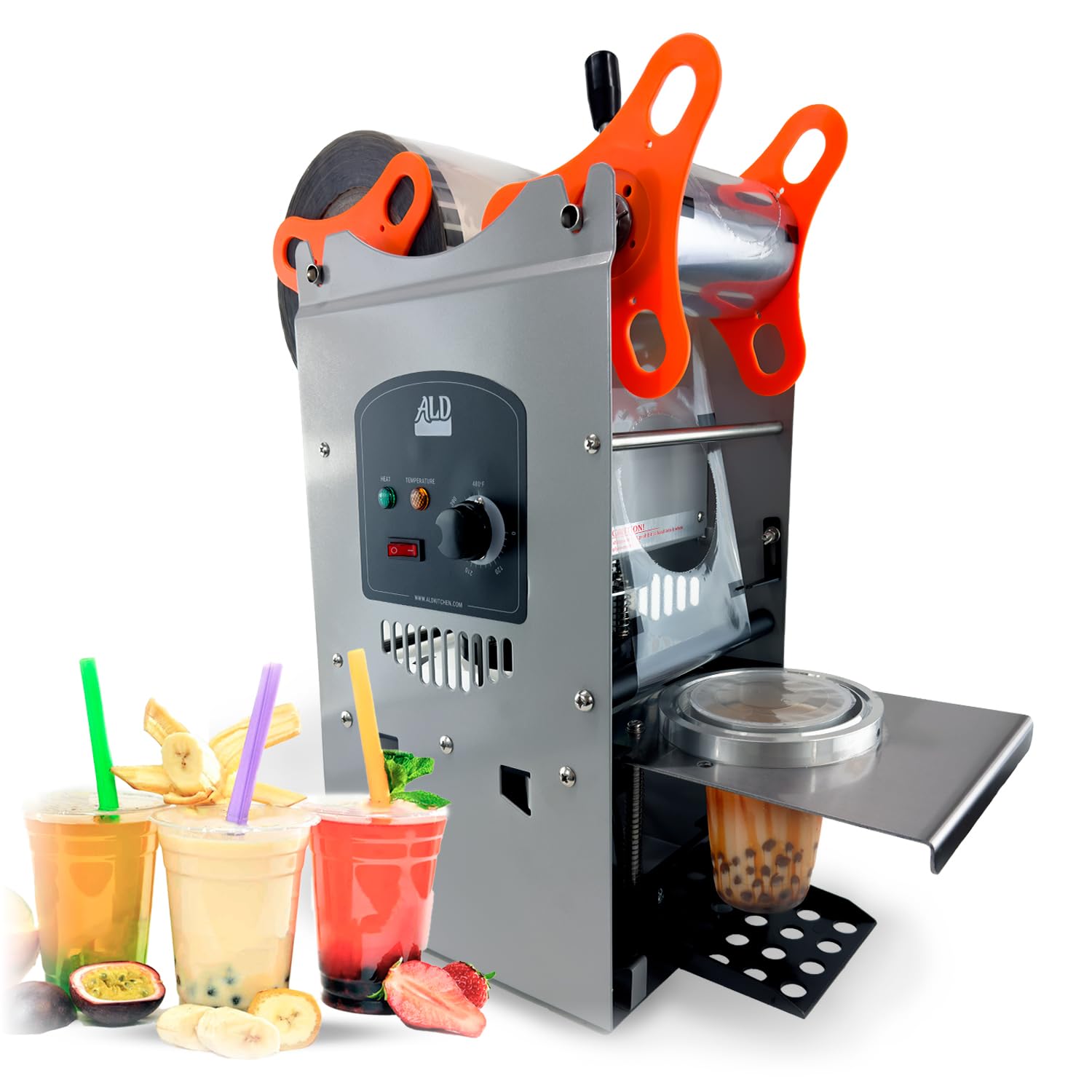 Commercial Boba Cup Sealing Machine | Electric & Manual Bubble Tea Cup Sealer | 300-500 Cups/Hour | Fits 3.7