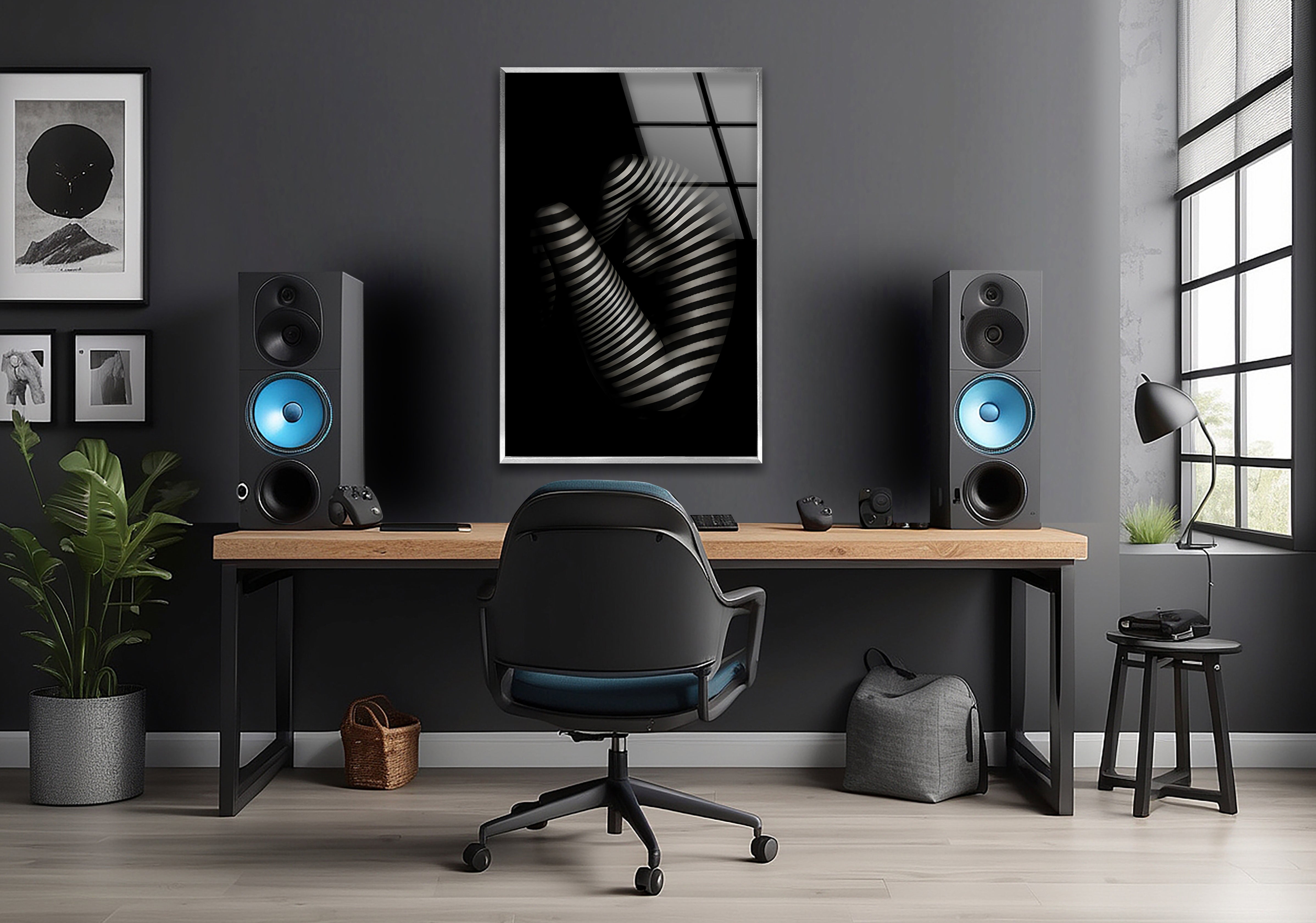 Black & White Erotic Art Glass Wall Decor - Modern Abstract Home Decor for Living Room, Bedroom & Office