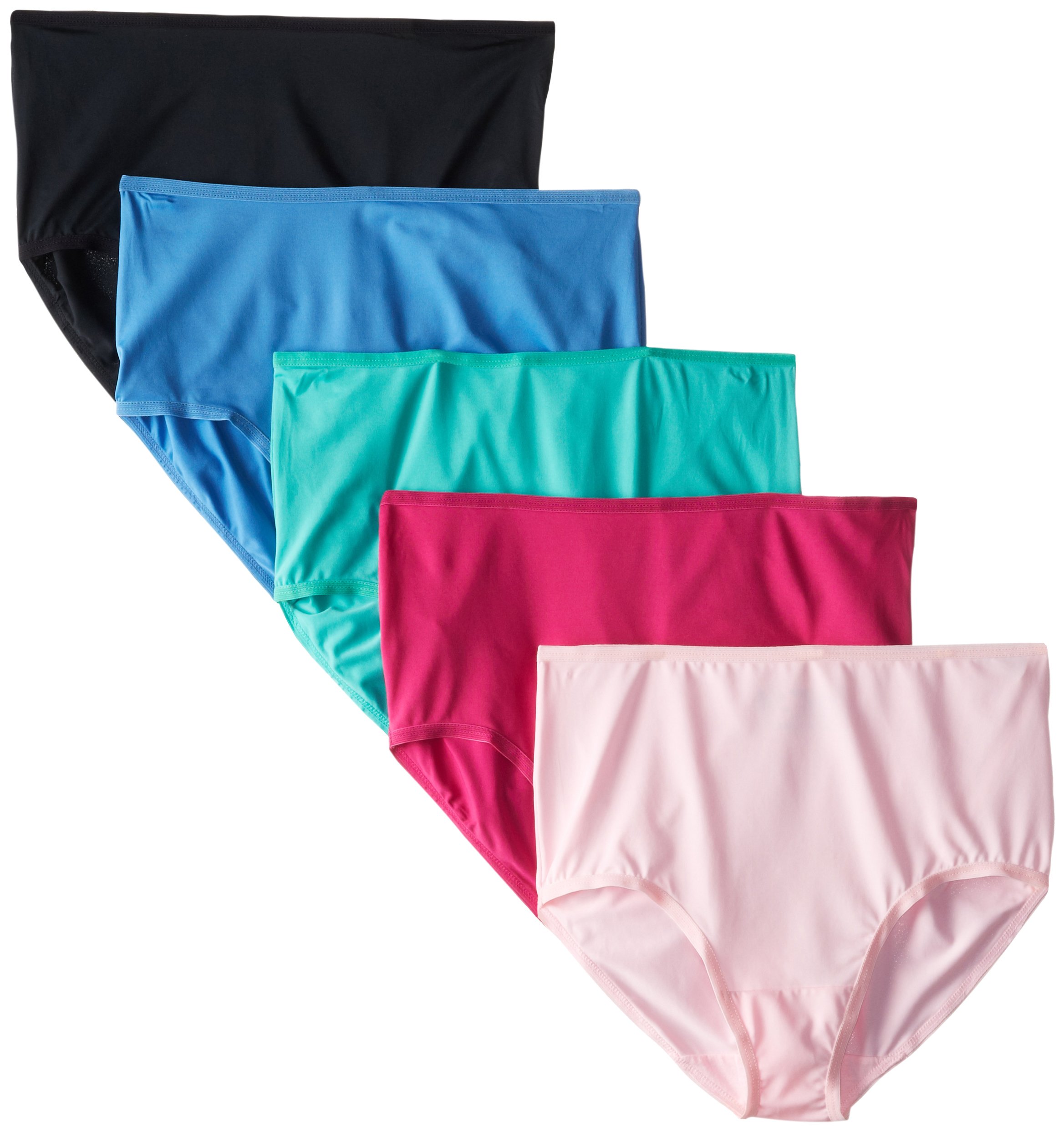 Fruit of the Loom Women's 5 Pack Comfortable Microfiber Brief Panties - Soft Underwear for Everyday Wear, Workout & Travel