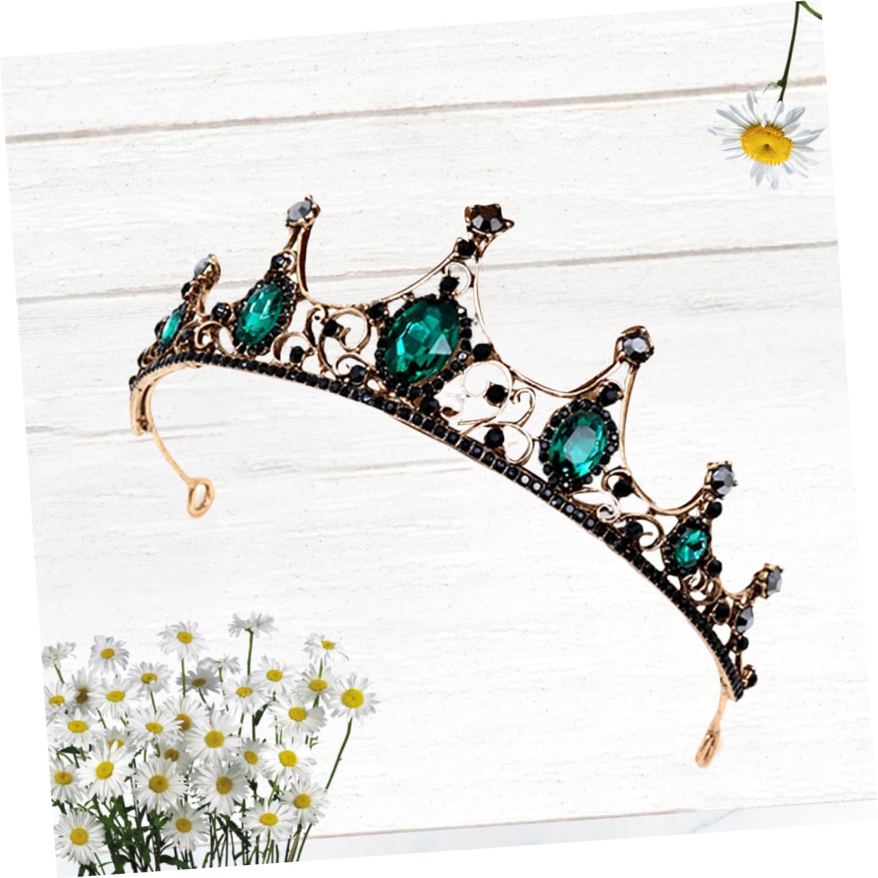 FOMIYES Bridal Tiara Headpiece for Women - Baroque Style Wedding Crown with Green Stones - Perfect for Brides, Misses, and Special Occasions