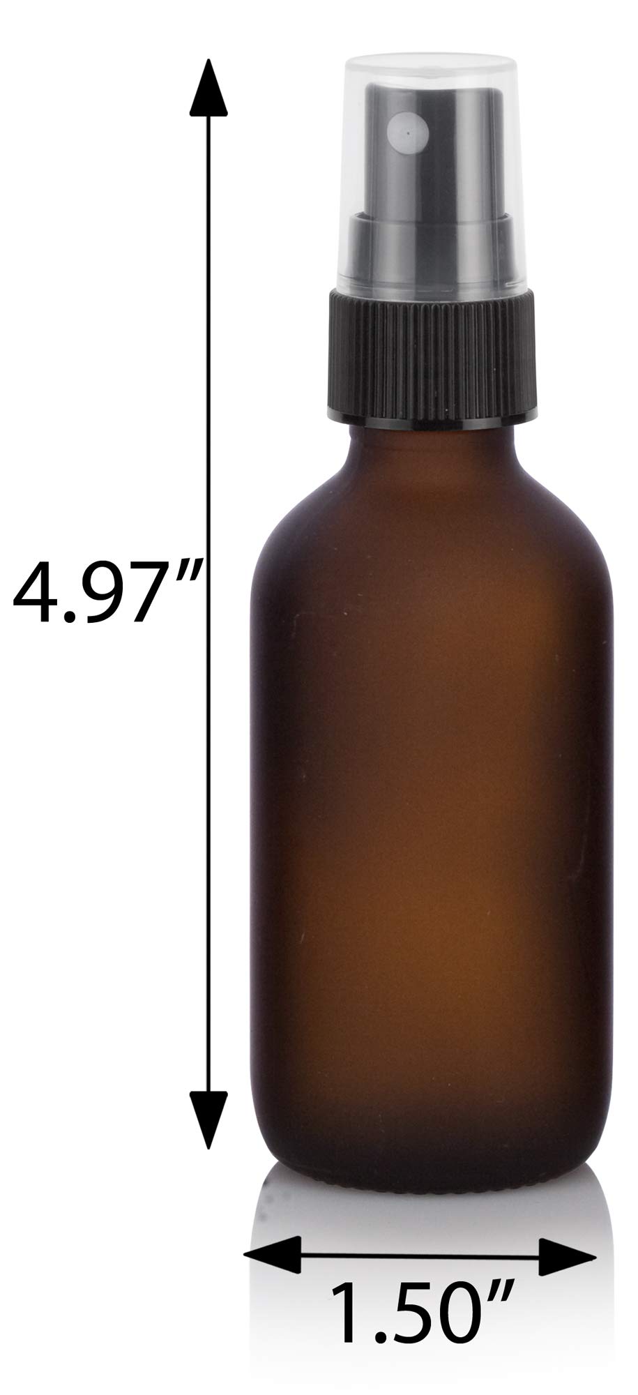 JUVITUS 12-Pack 2 oz Frosted Amber Glass Boston Round Bottles with Black Fine Mist Spray & Funnel - Perfect for Essential Oils, Perfumes, DIY Beauty Products and Travel Size Liquids