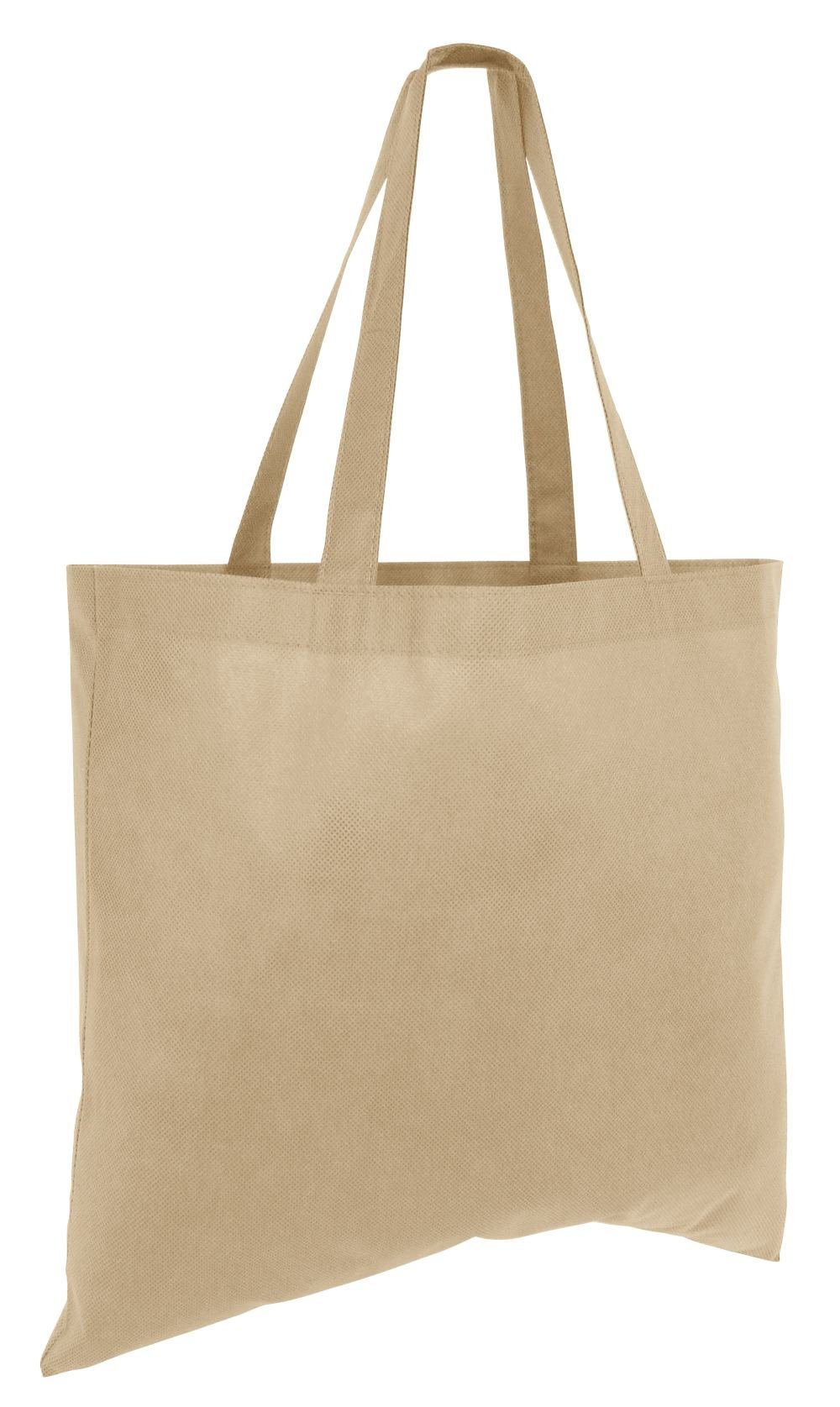 50 Pack Bulk Khaki Large Tote Bags - Heavy Duty Reusable Shopping Bags for Grocery, Beach, Trade Shows & Promotional Events