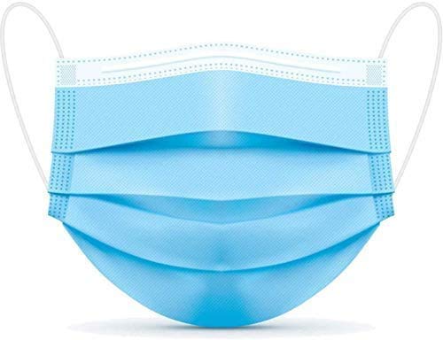 3-Ply Disposable Surgical Face Masks with Nose Wire - 100 Pack (Blue) - Dust & Pollution Protection for Healthcare, Construction & Daily Use