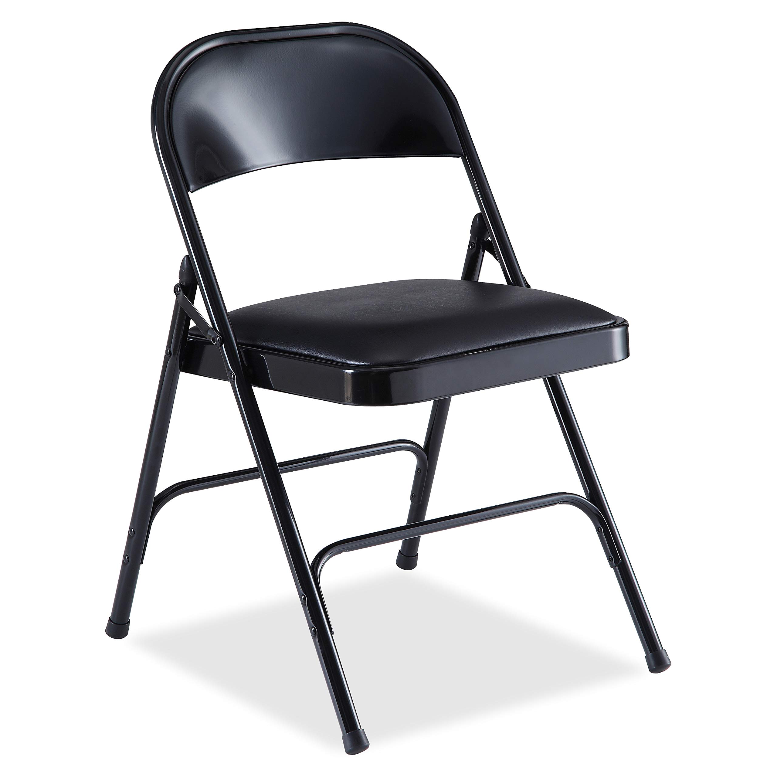 Lorell Black Padded Seat Folding Chairs - Set of 4, Comfortable & Stackable for Home, Office, Events, and Outdoor Gatherings