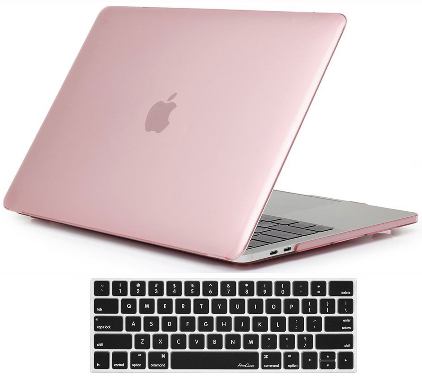 ProCase Hard Shell Case for MacBook Pro 13 Inch (2016-2019 Models A1706/A1708/A1989/A2159) - Clear Pink Protective Cover with Keyboard Skin | Compatible with Touch Bar & Non-Touch Bar | Perfect for Work, Travel & School