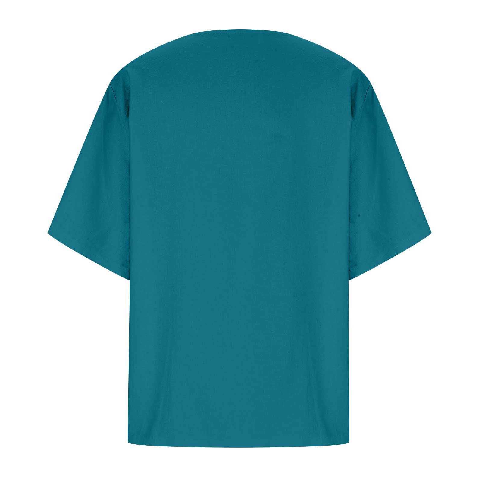 Women's Linen Tunic Tops - 3/4 Sleeve Casual Blouse for Summer & Spring | Breathable Green Linen Shirt for Women Over 70 | Perfect for Travel, Beach & Everyday Wear (2024 Collection)