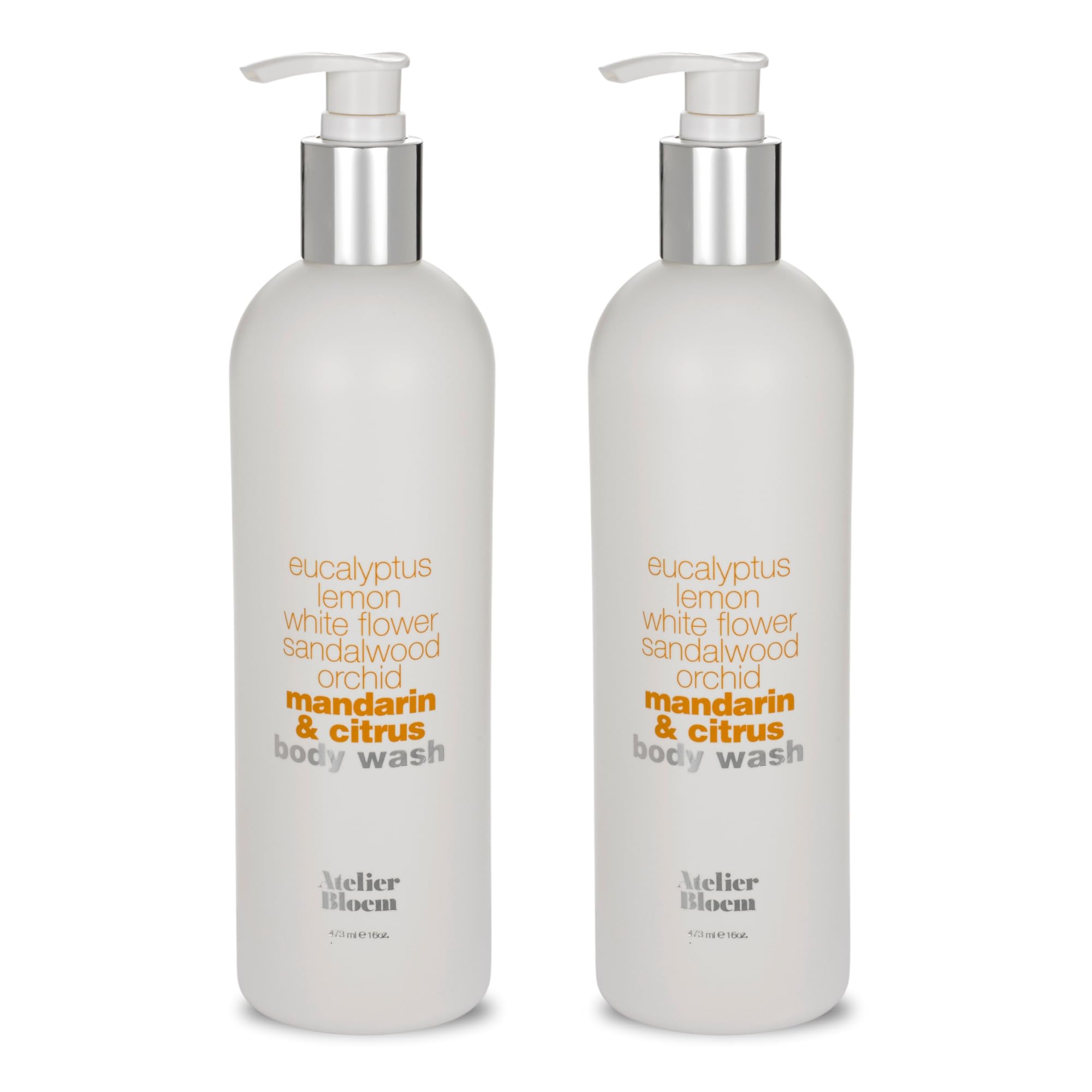 Atelier Bloem Mandarin & Citrus Purifying Body Wash - Kimpton Hotel Collection - 16 oz (Pack of 2) - Eucalyptus, Lemon, Sandalwood, Orchid Scented - Luxury Bath & Body Care for Spa-Like Relaxation at Home