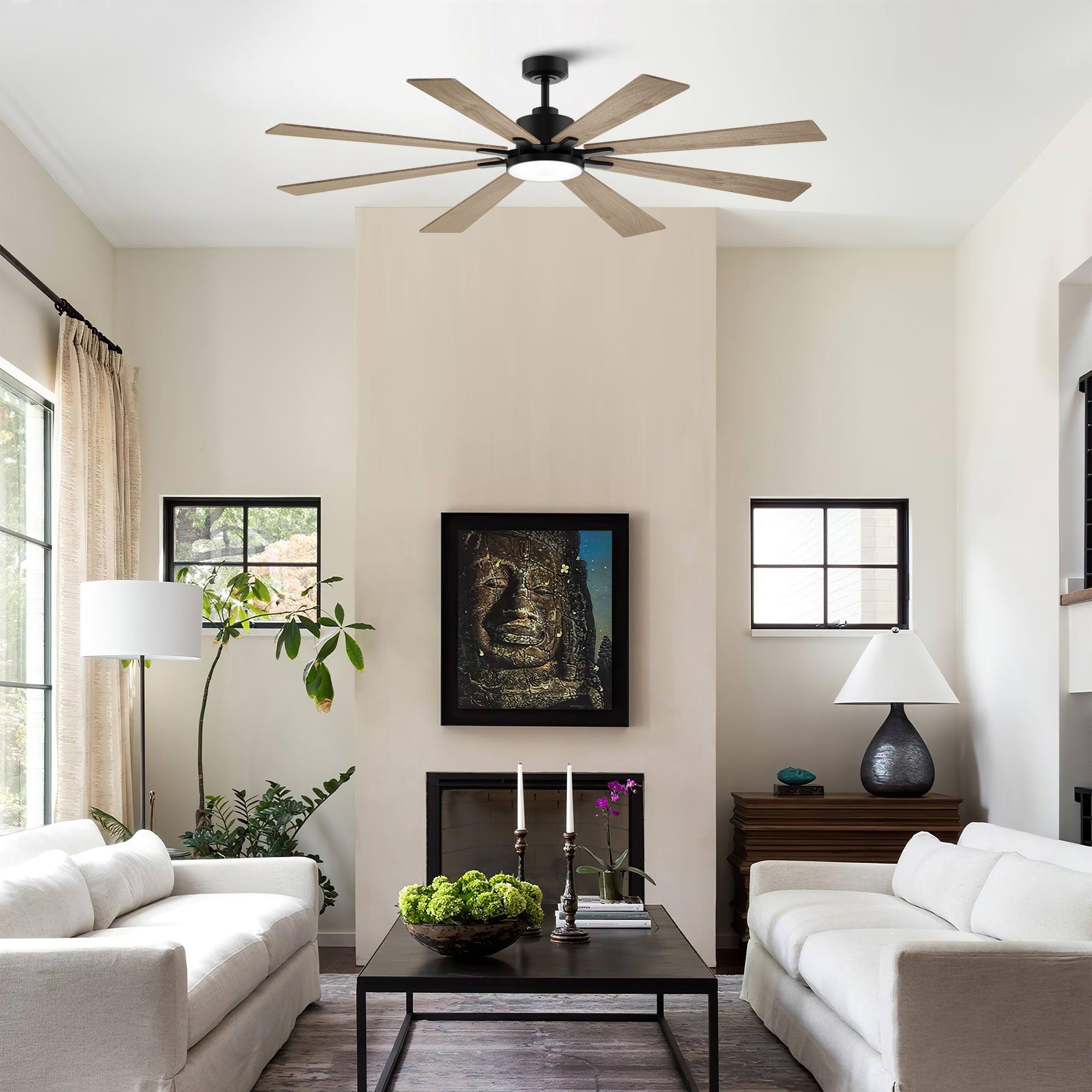 72 Inch Elbe Modern Ceiling Fan with Light Kit & Remote Control - Perfect for Living Room, Bedroom, and Large Spaces