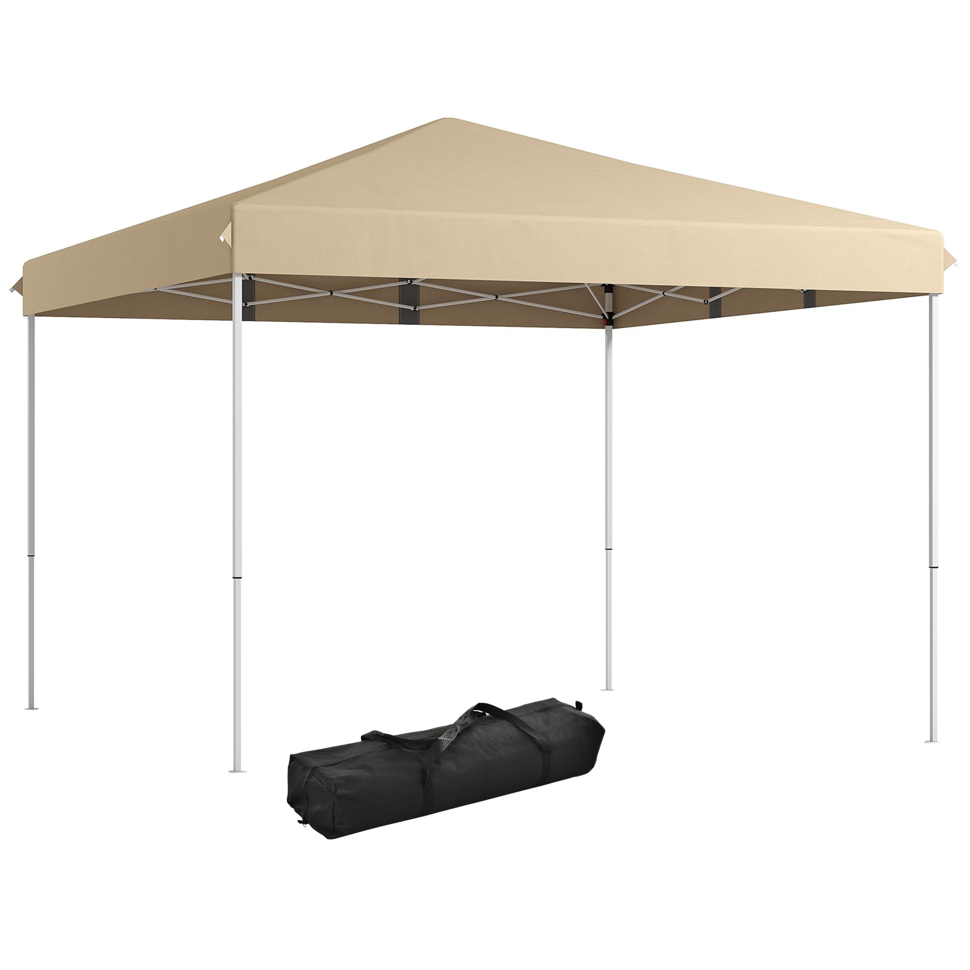 NicBex 13x13 FT Pop Up Canopy Tent - Adjustable Height Outdoor Party Shade Tent with Wheeled Carry Bag - Perfect for Poolside, Patio, Deck, Garden, Backyard & Beach Events (Beige)