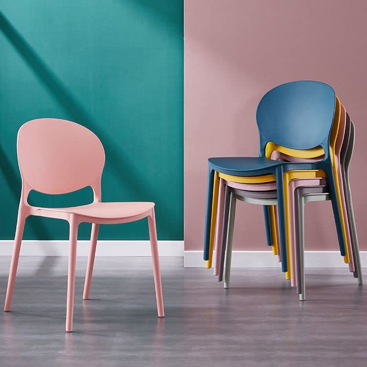 Mid Century Modern Dining Chairs - Stackable Plastic Armless Side Chairs for Kitchen, Dining Room & Living Room | Open Back Design | Blackish Green (Set of 1) | Perfect for Small Spaces & Contemporary Home Decor