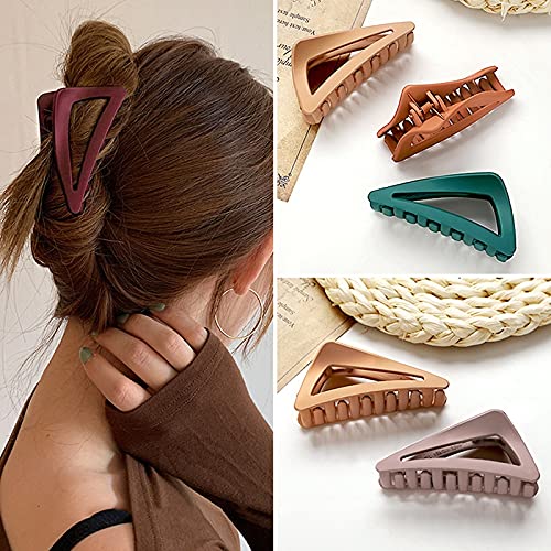 Lnrueg Matte Triangle Hair Claw Clips Set - Large Fashion Hair Clips for Women, Non-Slip Jaw Clips for Thick Hair | Perfect for Ponytails, Buns & Everyday Hairstyles