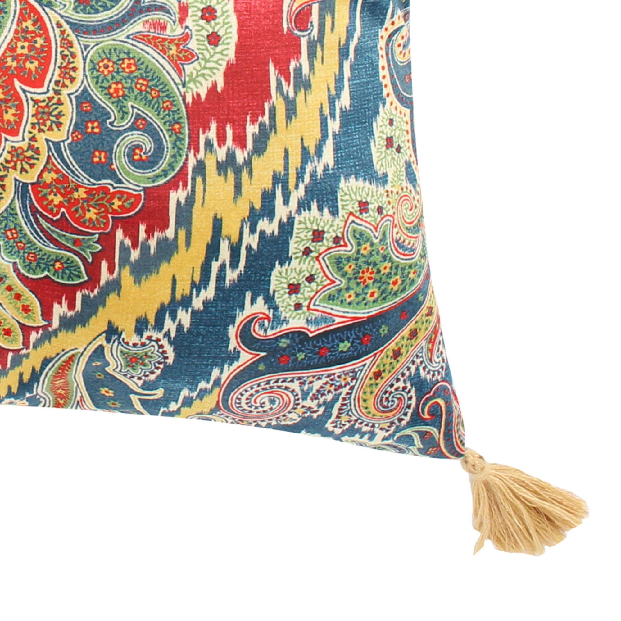 Luxury Printed Velvet Medallion Tassel Throw Pillow Cover - Boho Home Decor for Living Room, Bedroom & Sofa Couch