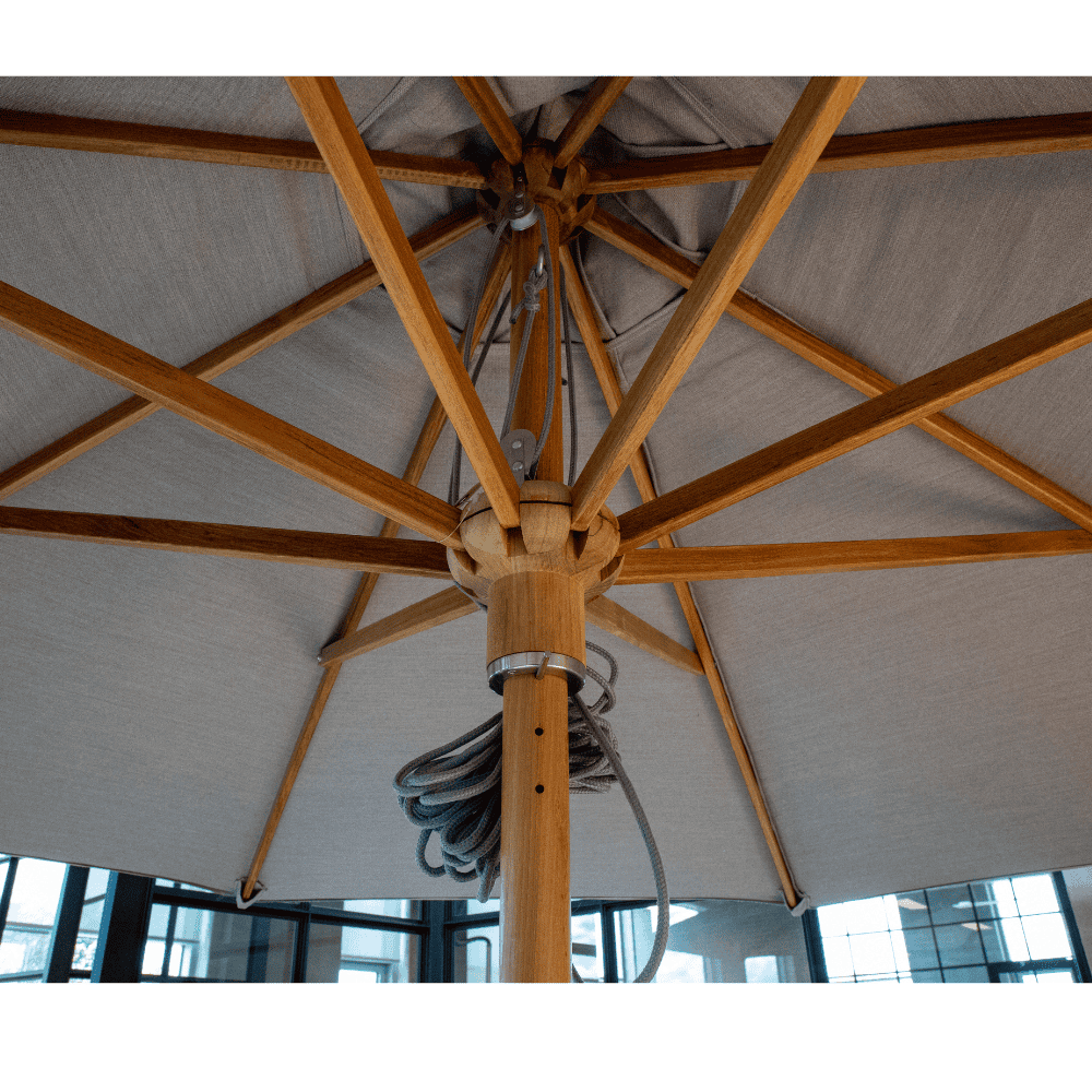 Classic Vintage Parasol with Pulley System - Adjustable Outdoor Sun Shade Umbrella for Patio, Garden, Poolside & Beach Use