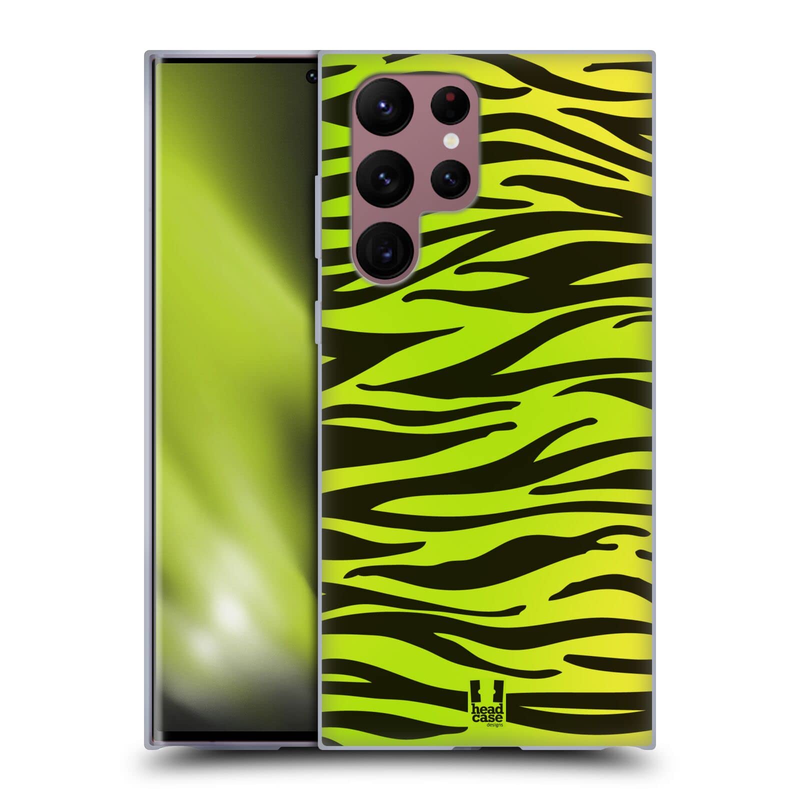 Head Case Designs Yellow Green Zebra Print Soft Gel Case for Samsung Galaxy S22 Ultra 5G - Durable Protection for Everyday Use