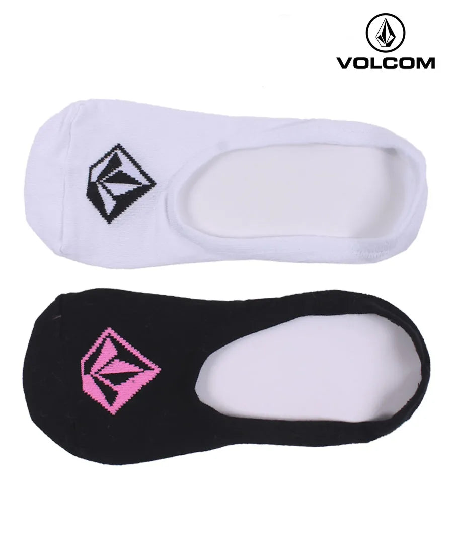 Volcom G So No Show Socks - Solid Black & White Pack of 2 - Low-Cut Athletic Socks for Running, Gym & Casual Wear